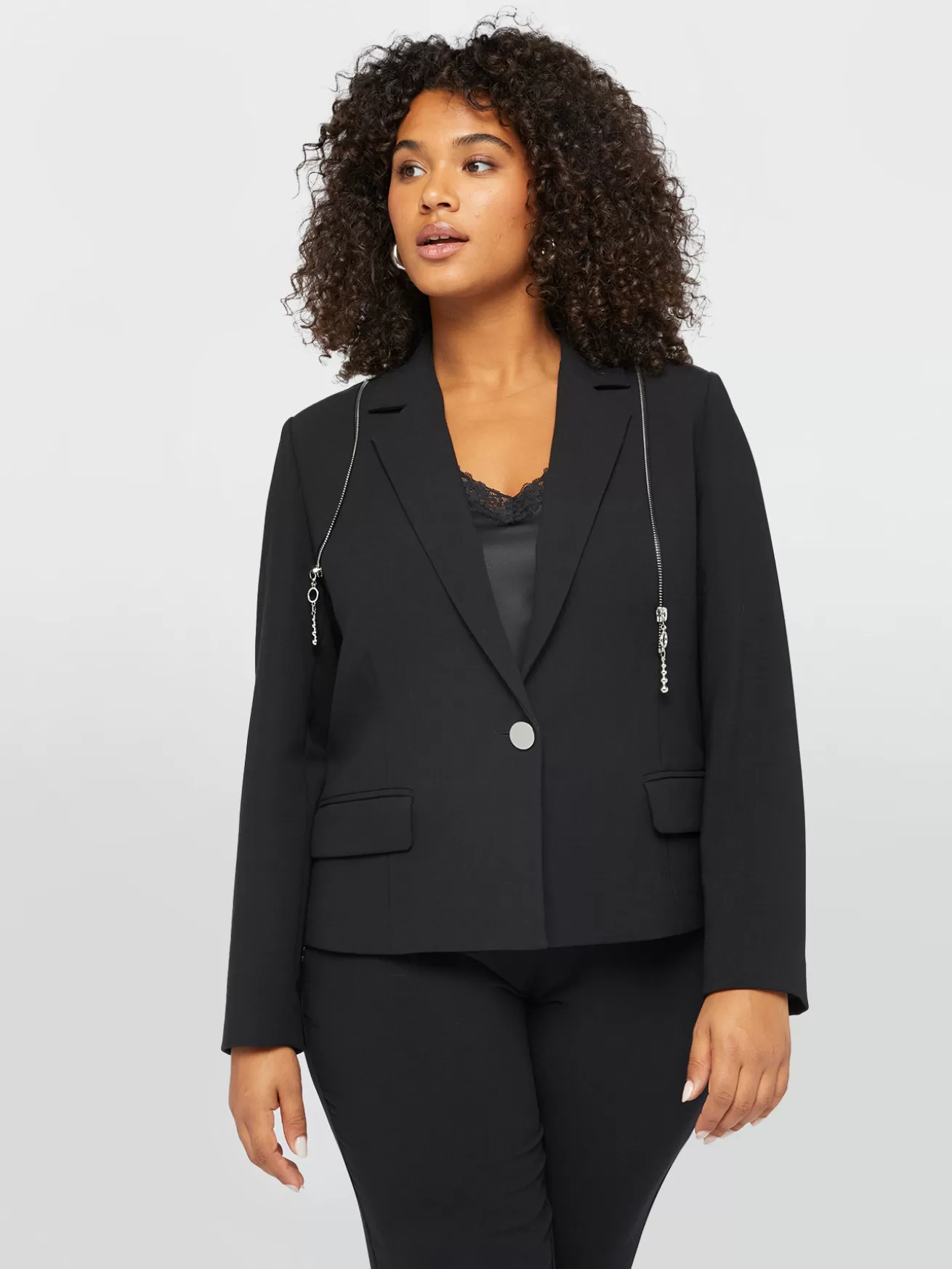 Clearance Fiorella Rubino Blazer Con Dettagli Zip Nero