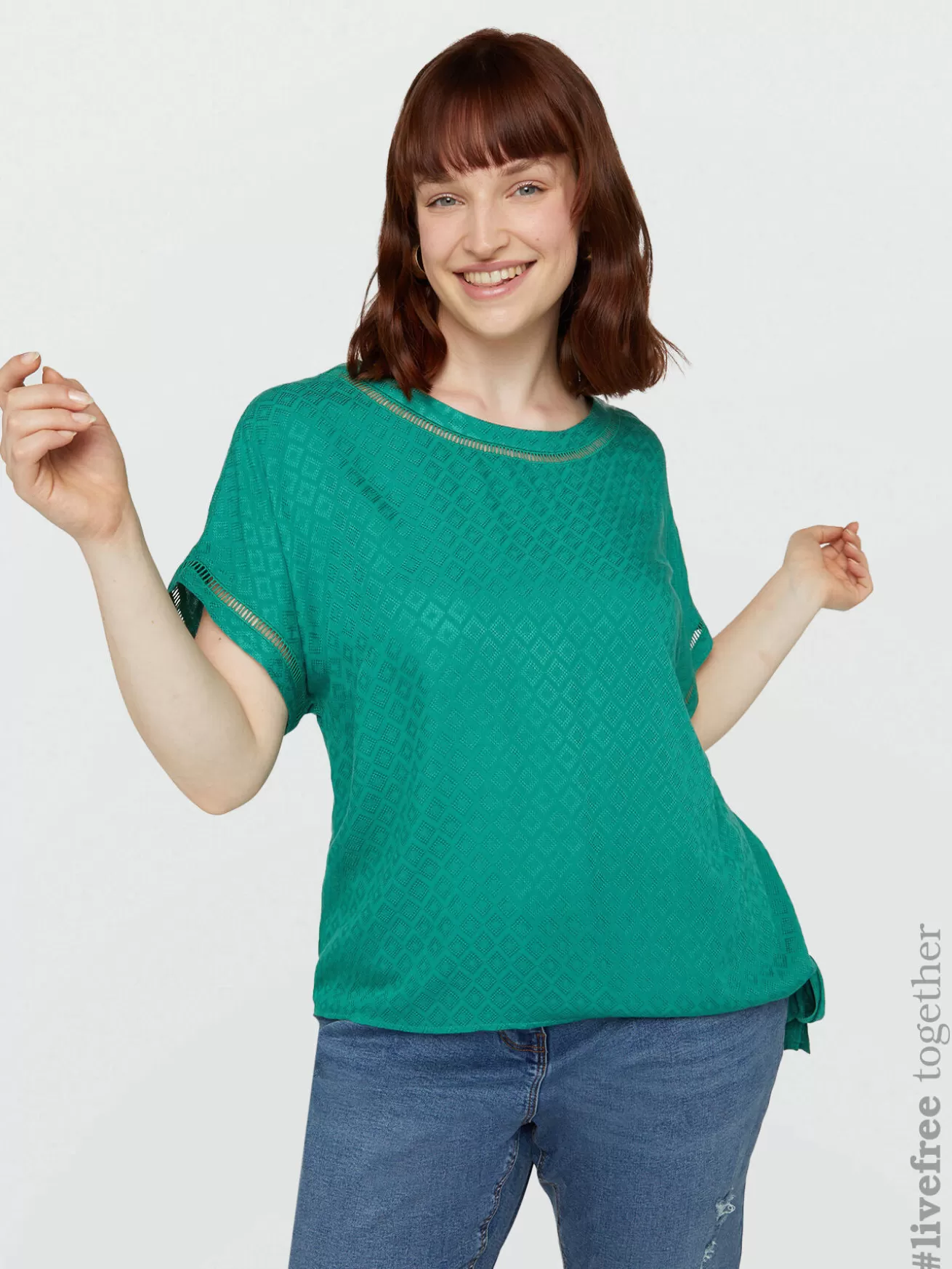 Sale Fiorella Rubino Blusa A Disegni Etnici In Viscosa LENZING™ ECOVERO™ Verde