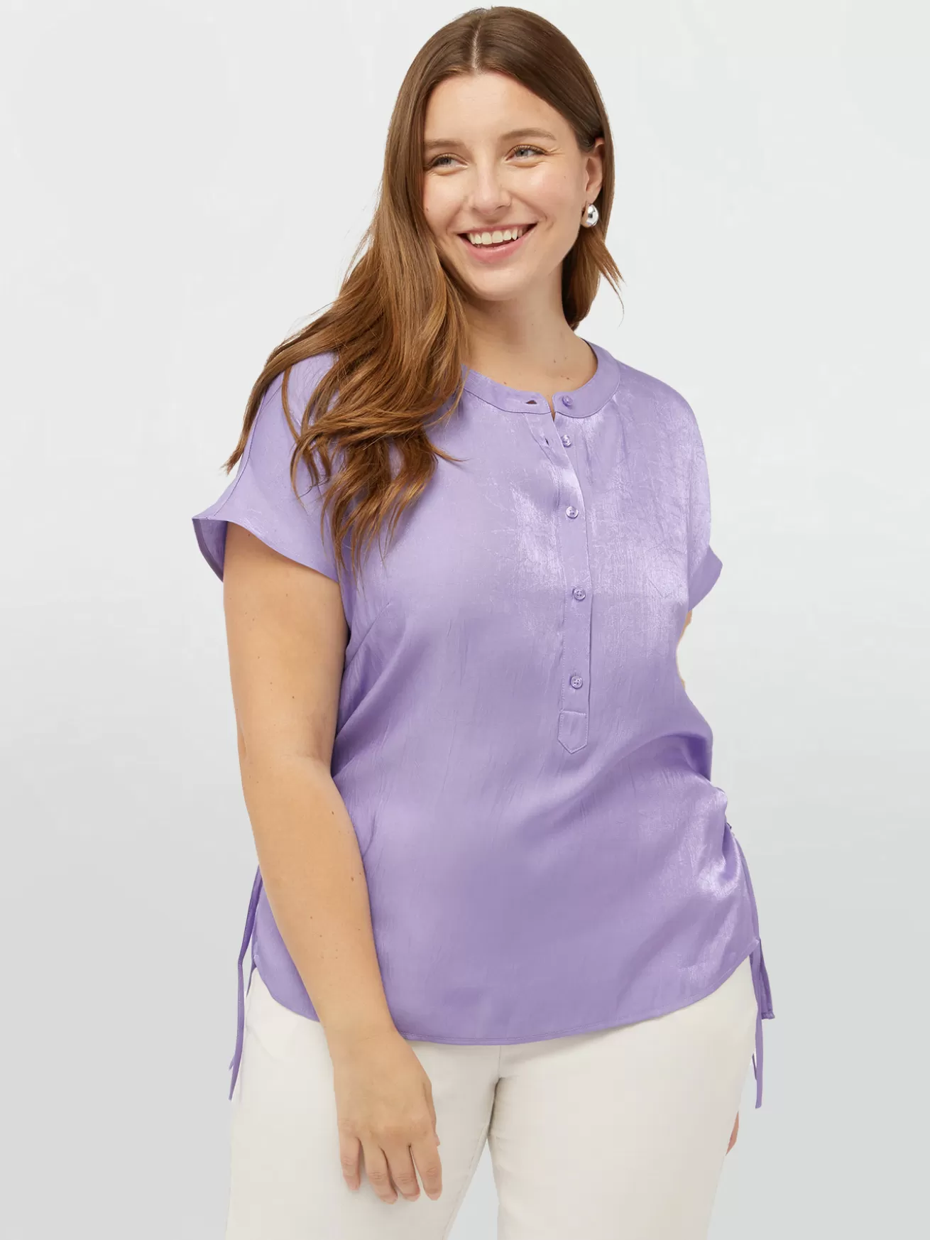 Best Fiorella Rubino Blusa Con Coulisse Laterali Viola