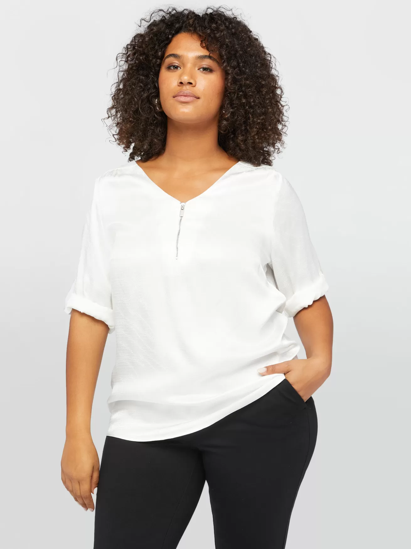 Outlet Fiorella Rubino Blusa Con Dettaglio Di Zip Davanti Bianco