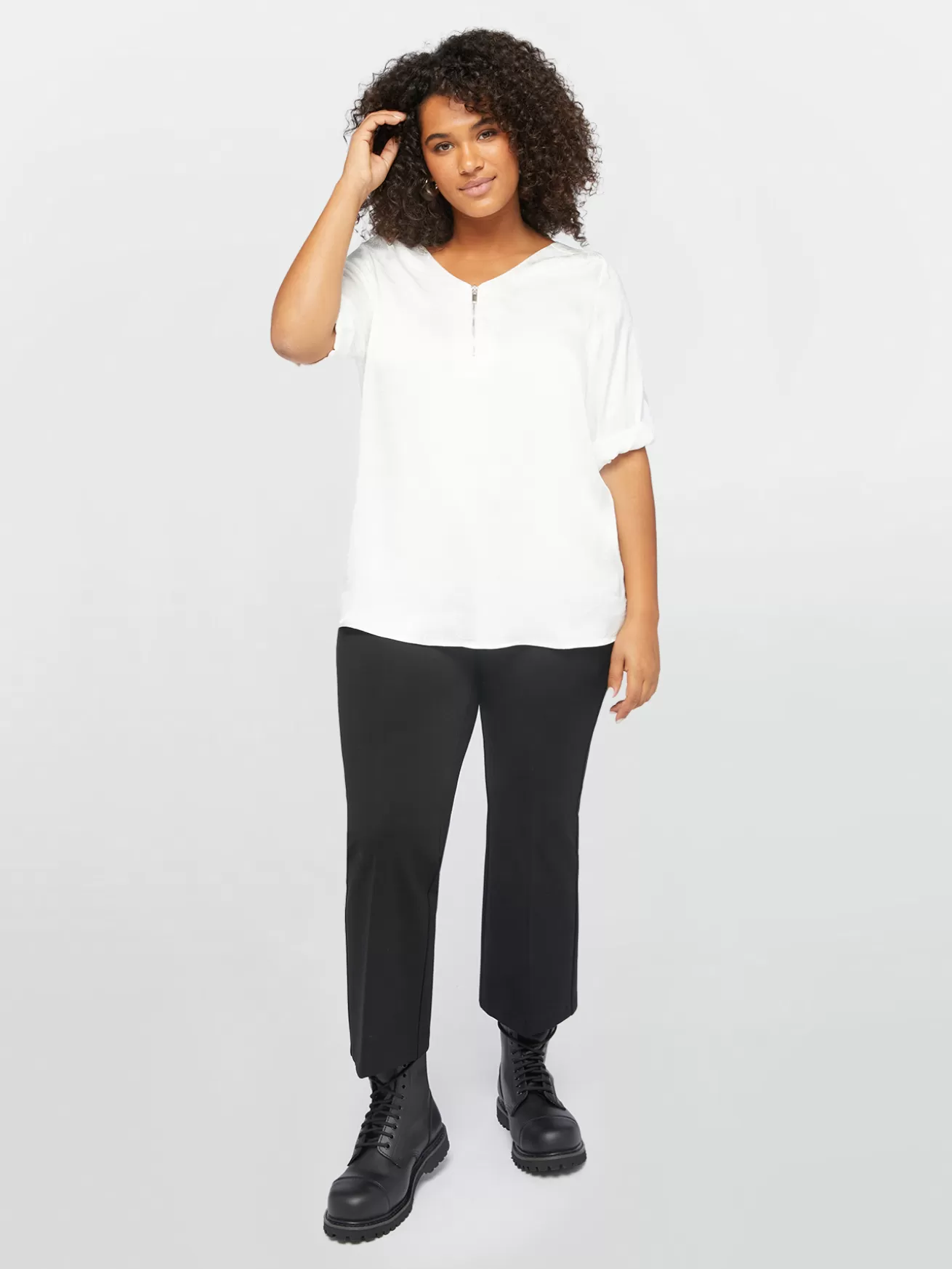 Outlet Fiorella Rubino Blusa Con Dettaglio Di Zip Davanti Bianco