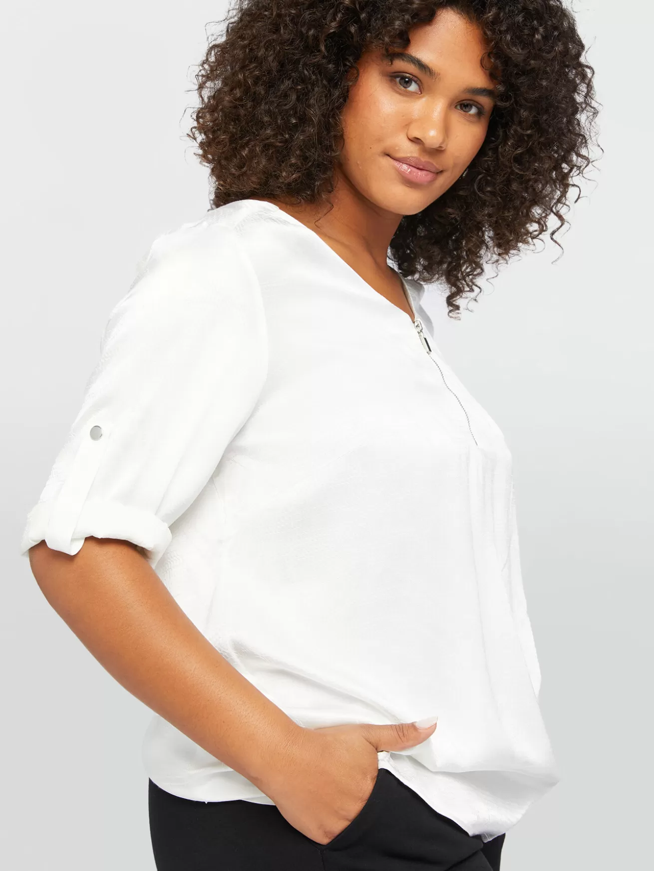 Outlet Fiorella Rubino Blusa Con Dettaglio Di Zip Davanti Bianco