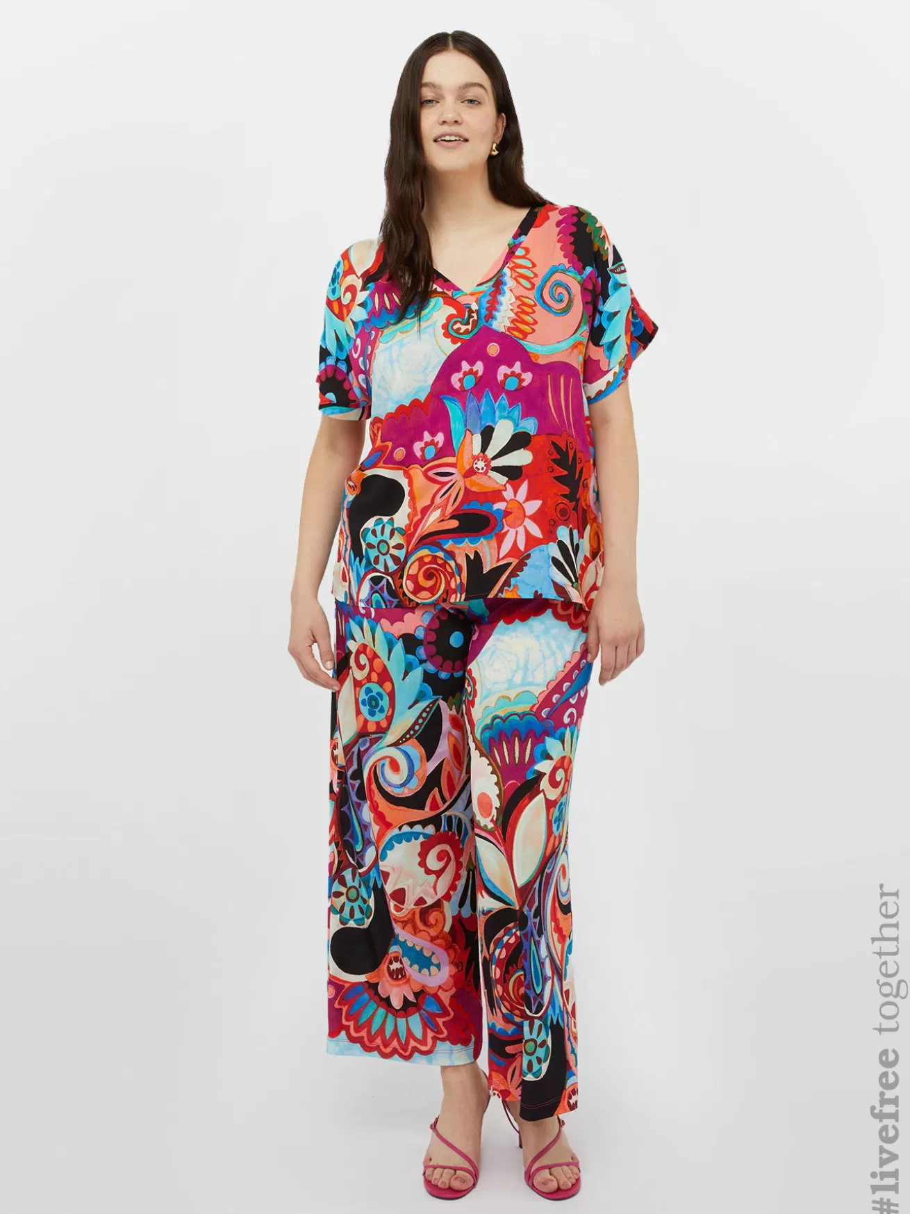 Flash Sale Fiorella Rubino Blusa Multicolor Con Viscosa LENZING™ ECOVERO™ Fucsia