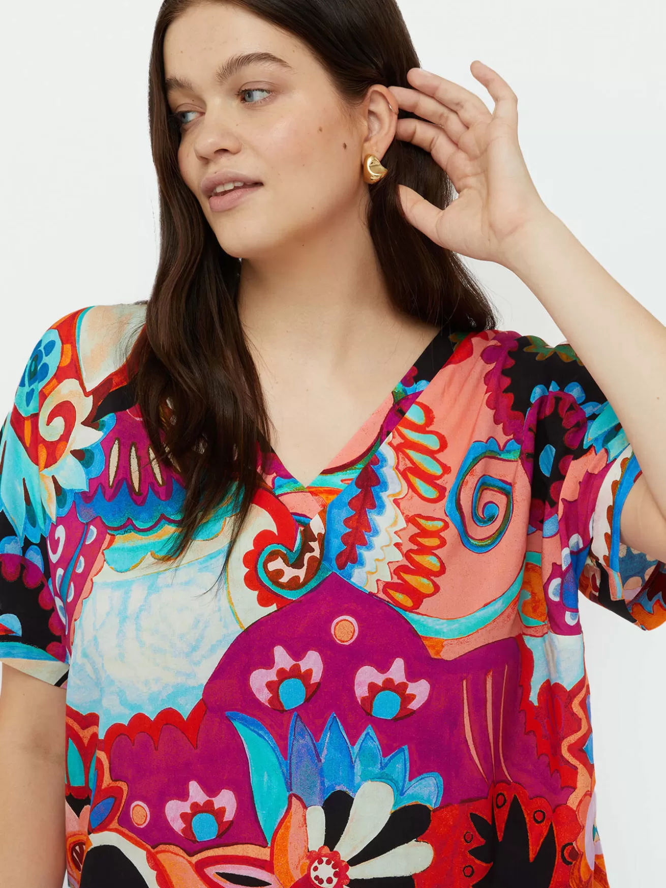 Flash Sale Fiorella Rubino Blusa Multicolor Con Viscosa LENZING™ ECOVERO™ Fucsia