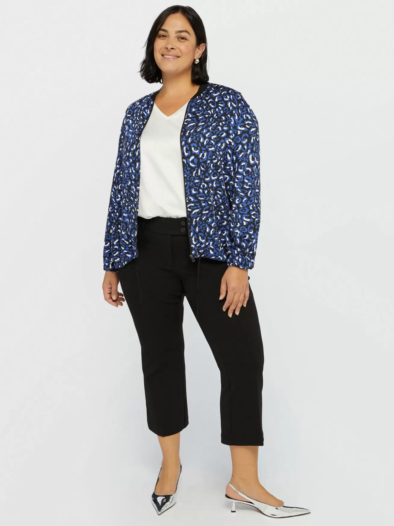 Cheap Fiorella Rubino Bomber In Raso Dalla Stampa Animalier Blu