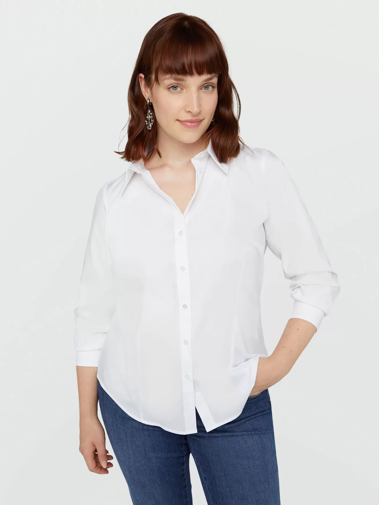 Discount Fiorella Rubino Camicia Bianca In Popeline Bianco