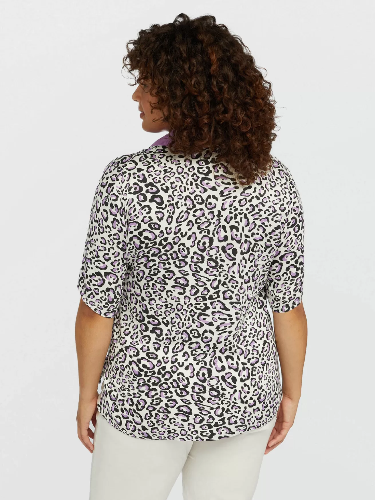 Hot Fiorella Rubino Camicia Boxy Con Stampa Animalier Viola