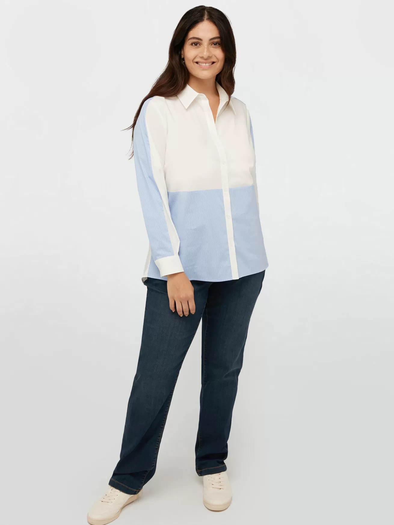 Flash Sale Fiorella Rubino Camicia Con Inserti A Righe Bianco