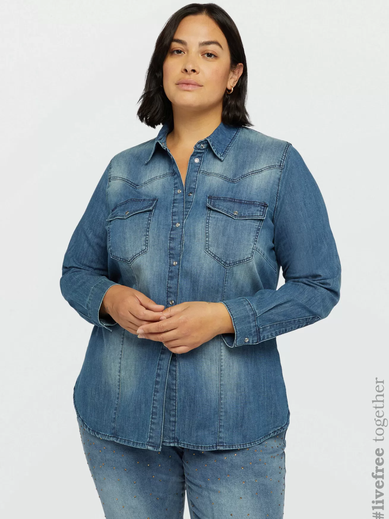 Cheap Fiorella Rubino Camicia In Denim Blu