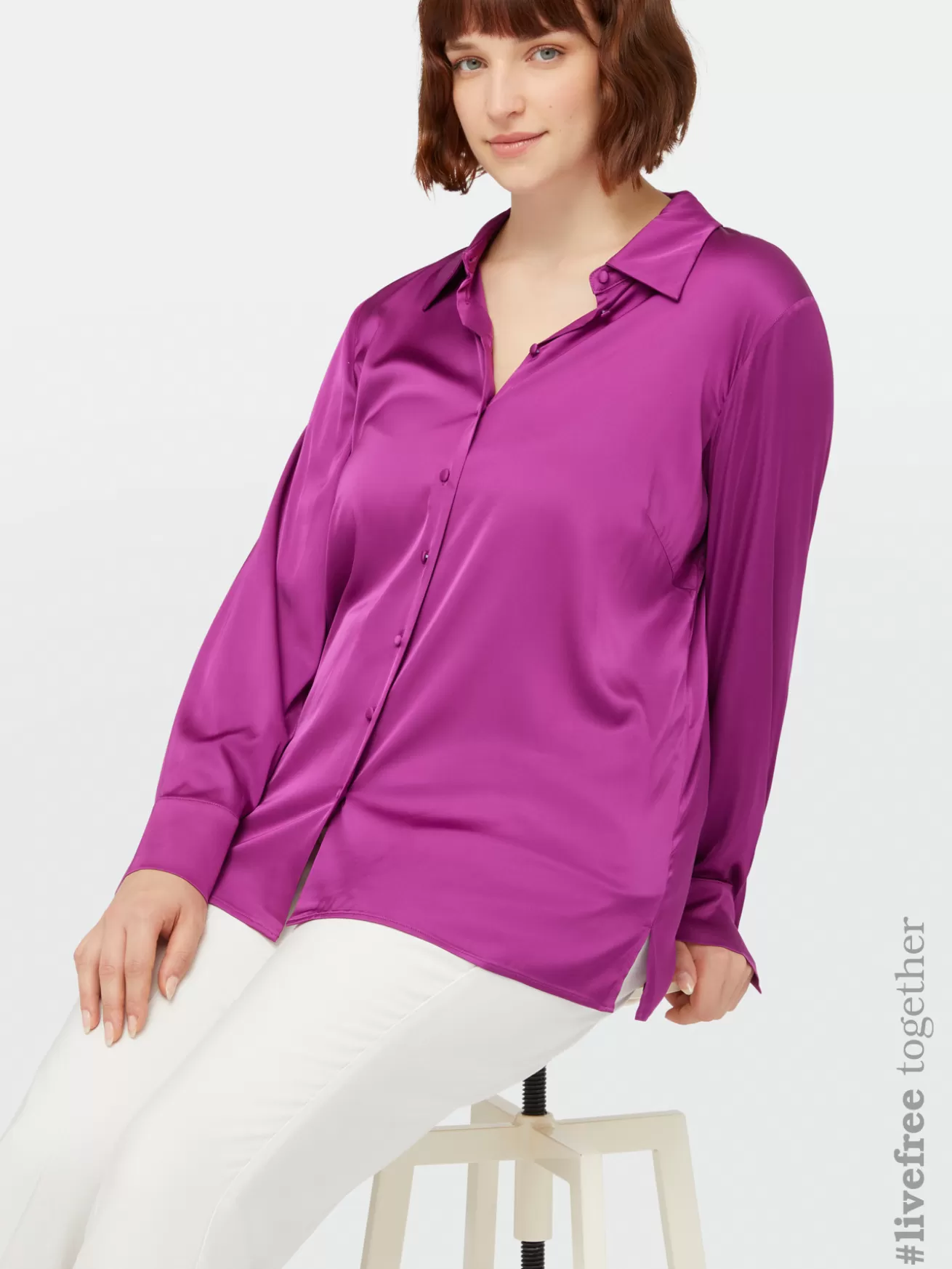 Store Fiorella Rubino Camicia In Raso Di Viscosa LENZING™ ECOVERO™ Viola