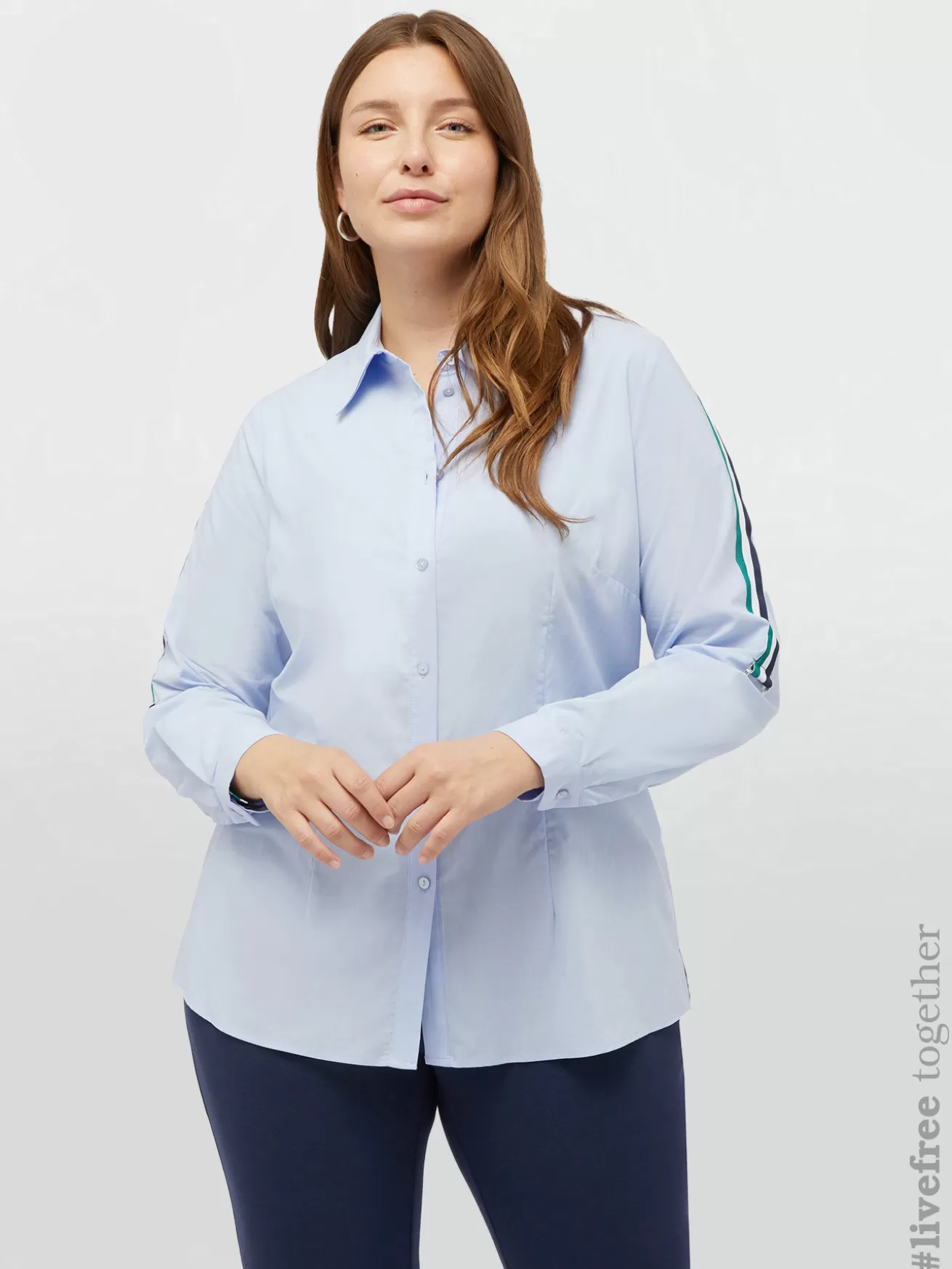 Flash Sale Fiorella Rubino Camicia In TENCEL™ Con Nastro A Righe Azzurro