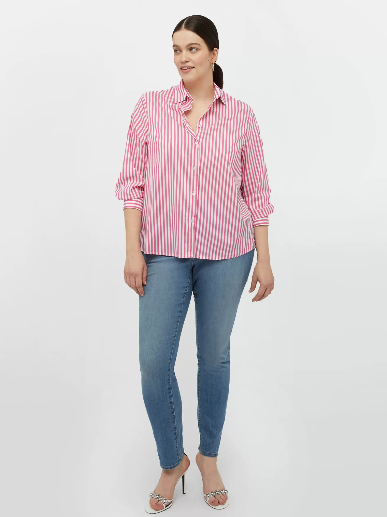 Discount Fiorella Rubino Camicia Rigata Con Dietro A Fiori Fucsia