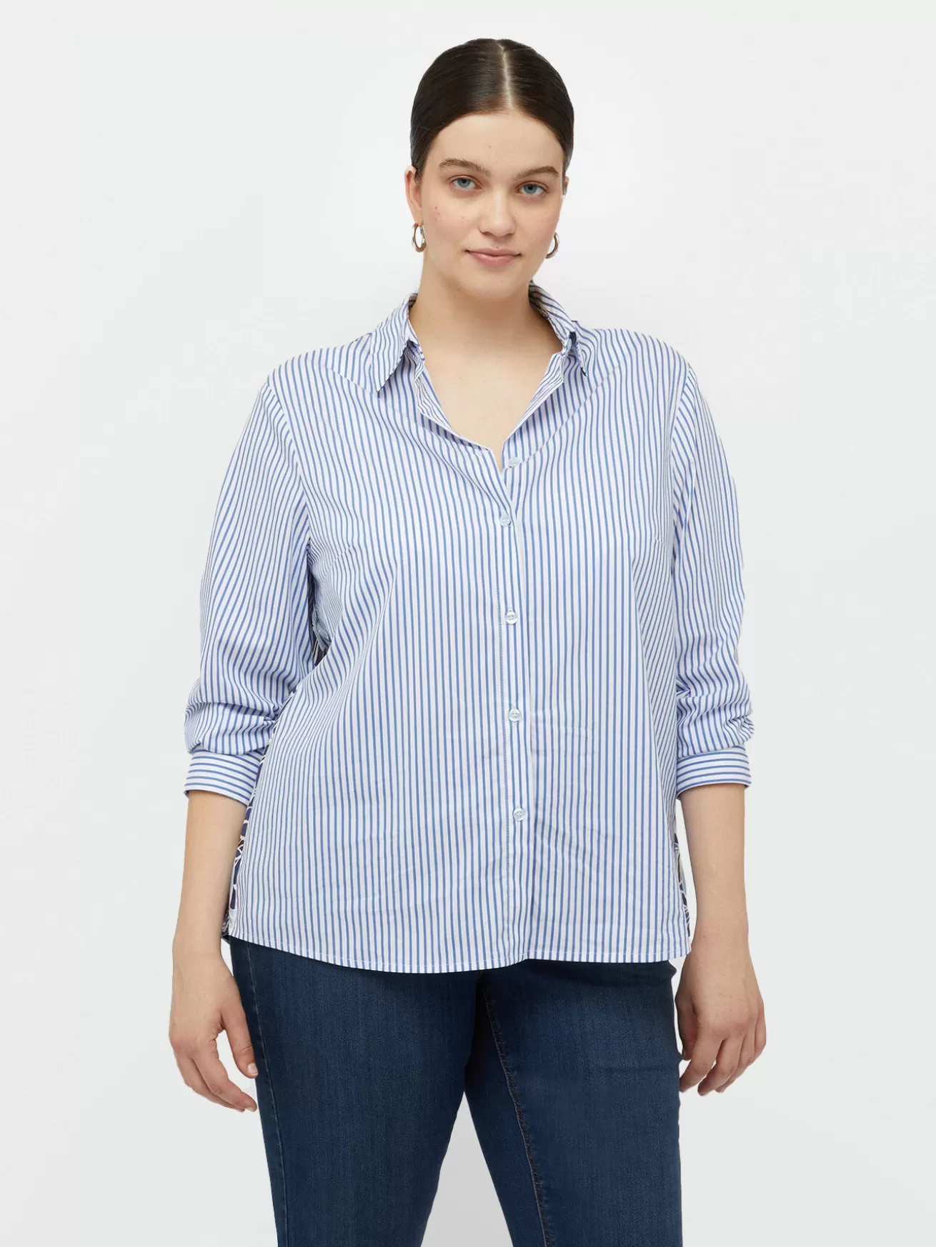 Cheap Fiorella Rubino Camicia Rigata Con Dietro A Fiori Azzurro