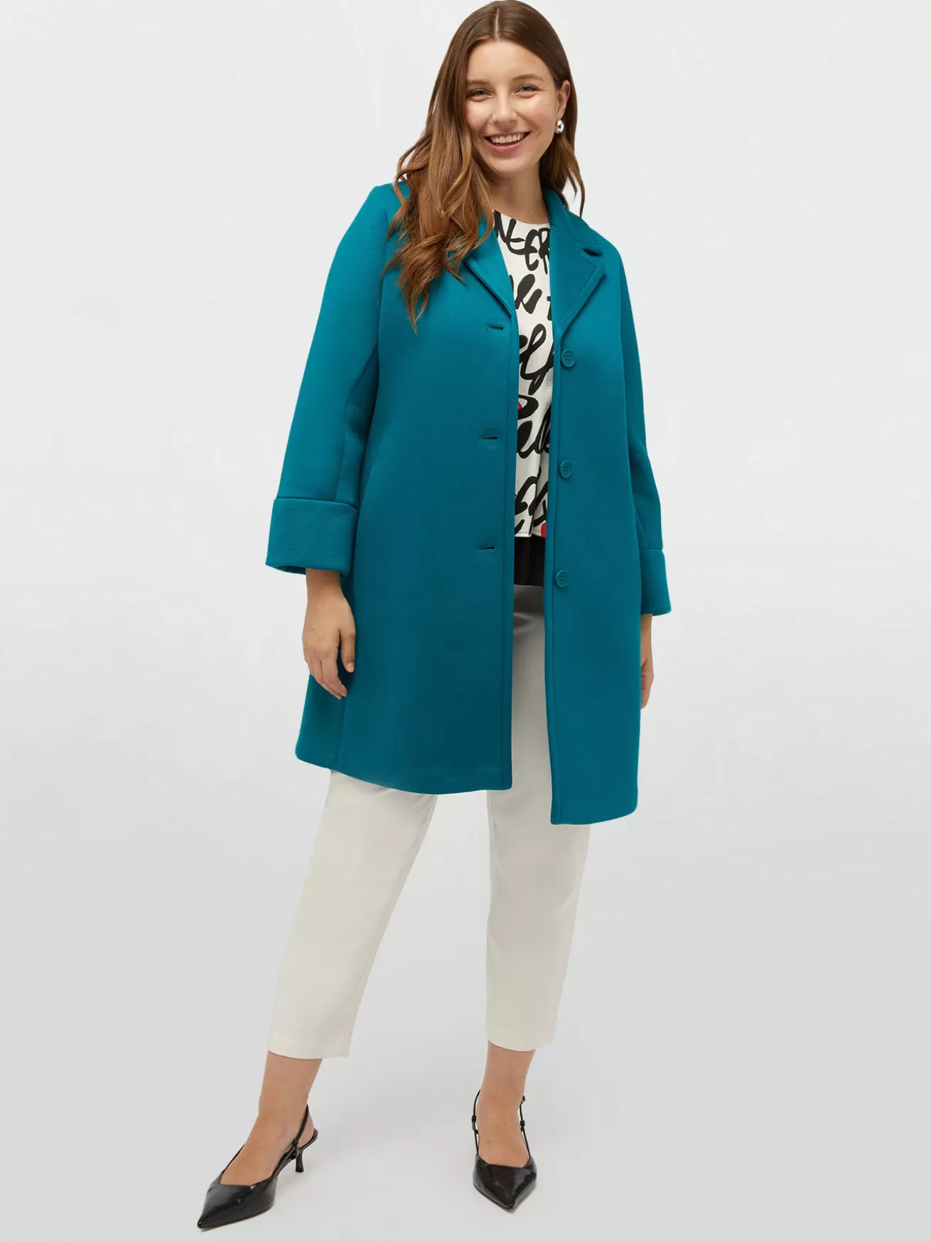 Clearance Fiorella Rubino Cappotto Sfoderato In Scuba Verde