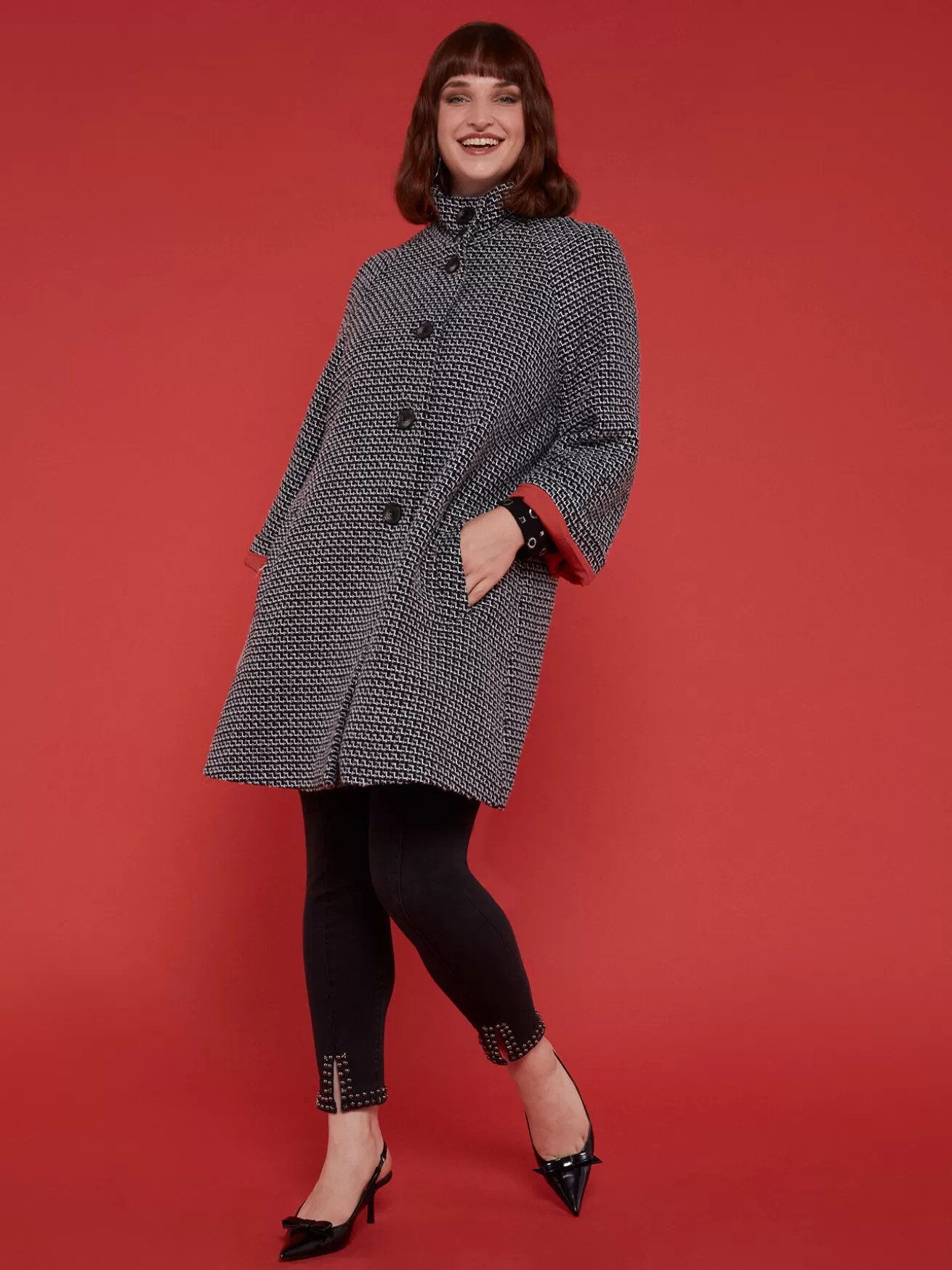 Best Fiorella Rubino Cappotto Tinto Filo Con Bottoni Grigio