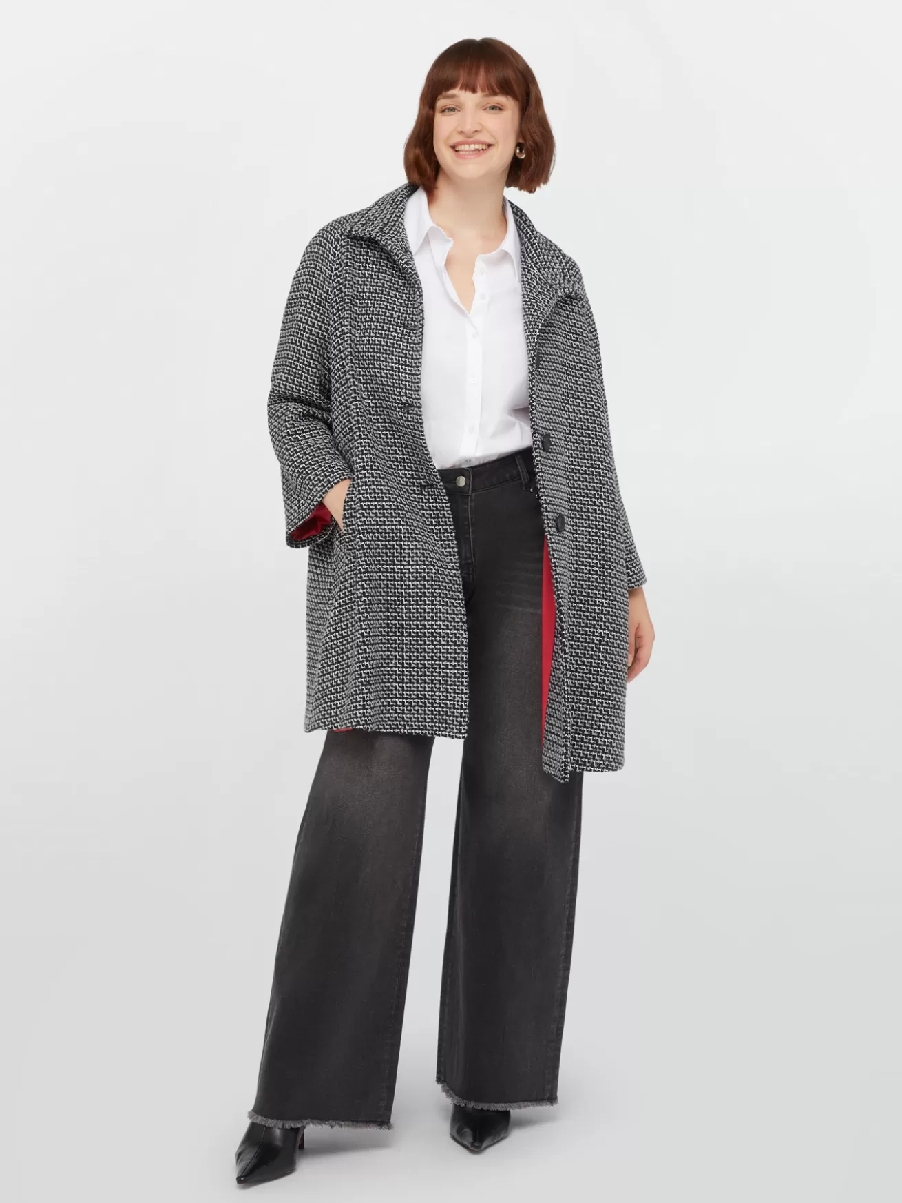 Best Fiorella Rubino Cappotto Tinto Filo Con Bottoni Grigio