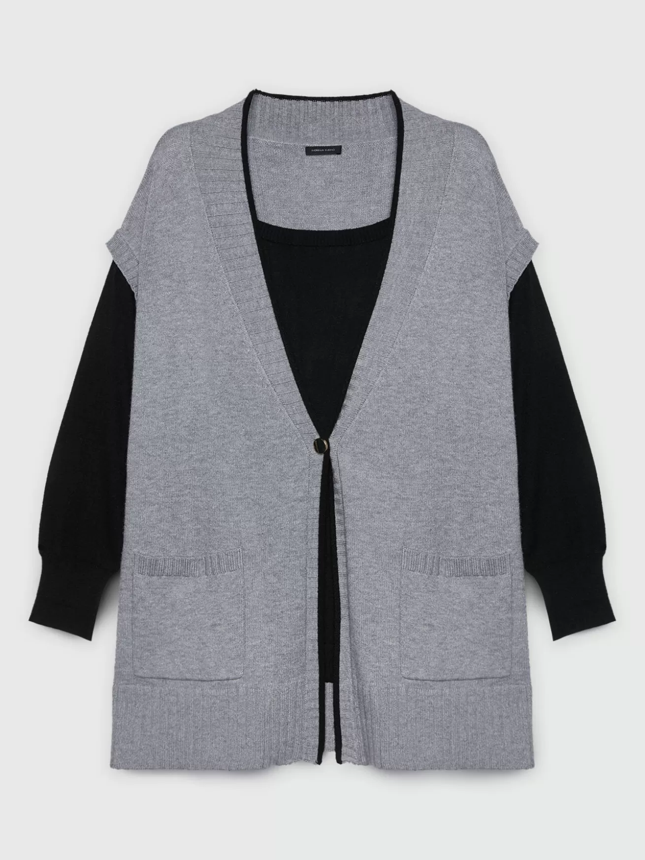 Flash Sale Fiorella Rubino Cardigan Bicolor In Viscosa LENZING™ ECOVERO™ Grigio