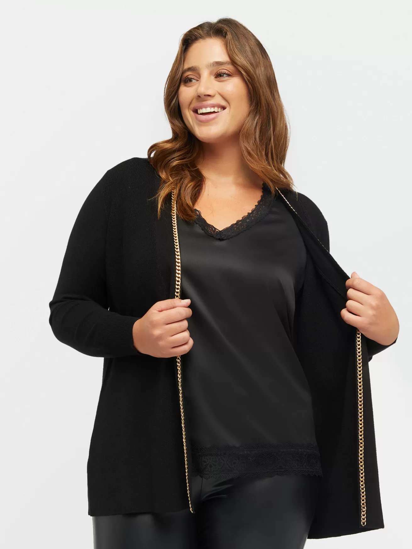 Discount Fiorella Rubino Cardigan Con Catena Nero