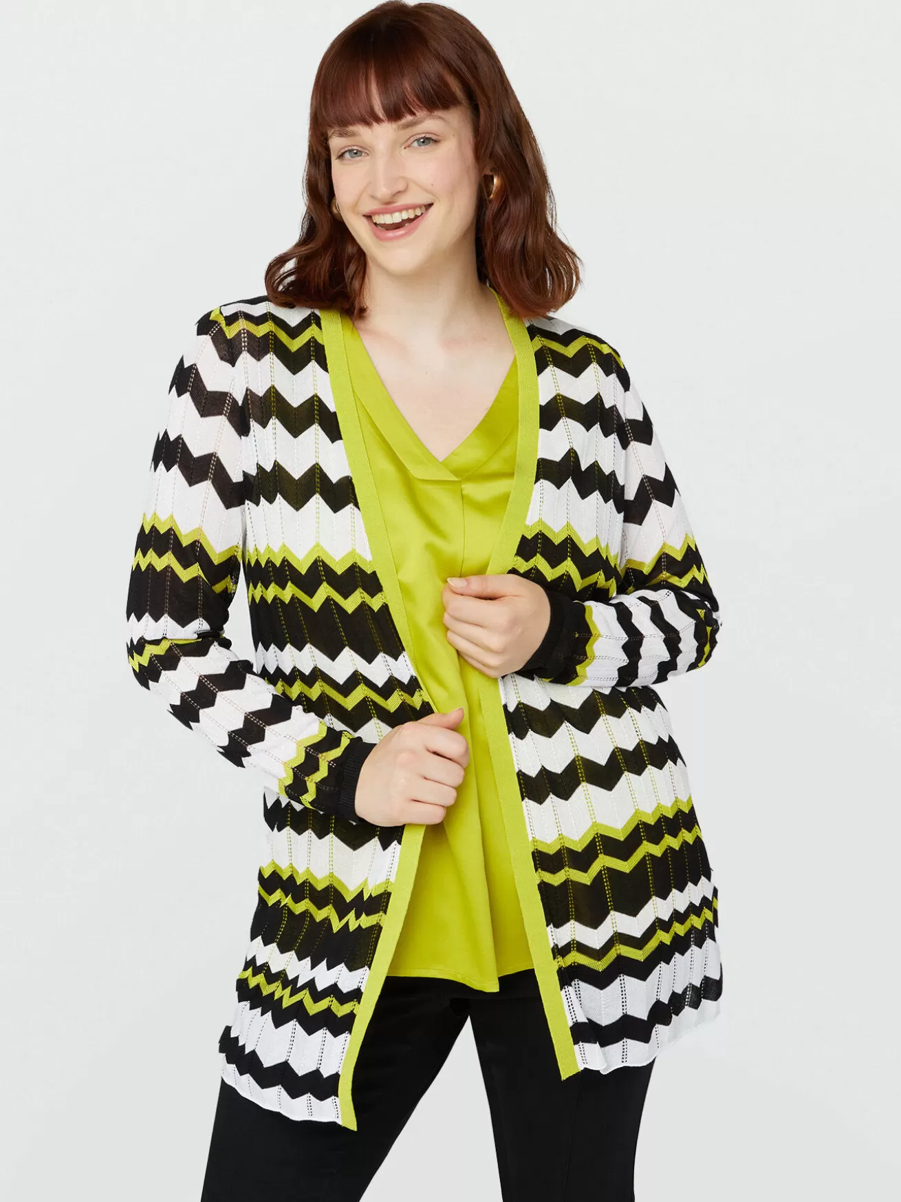 Best Sale Fiorella Rubino Cardigan Disegno Chevron Nero