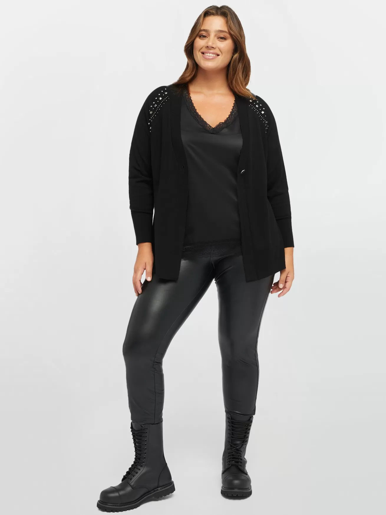 Cheap Fiorella Rubino Cardigan Lungo Con Le Borchie Nero