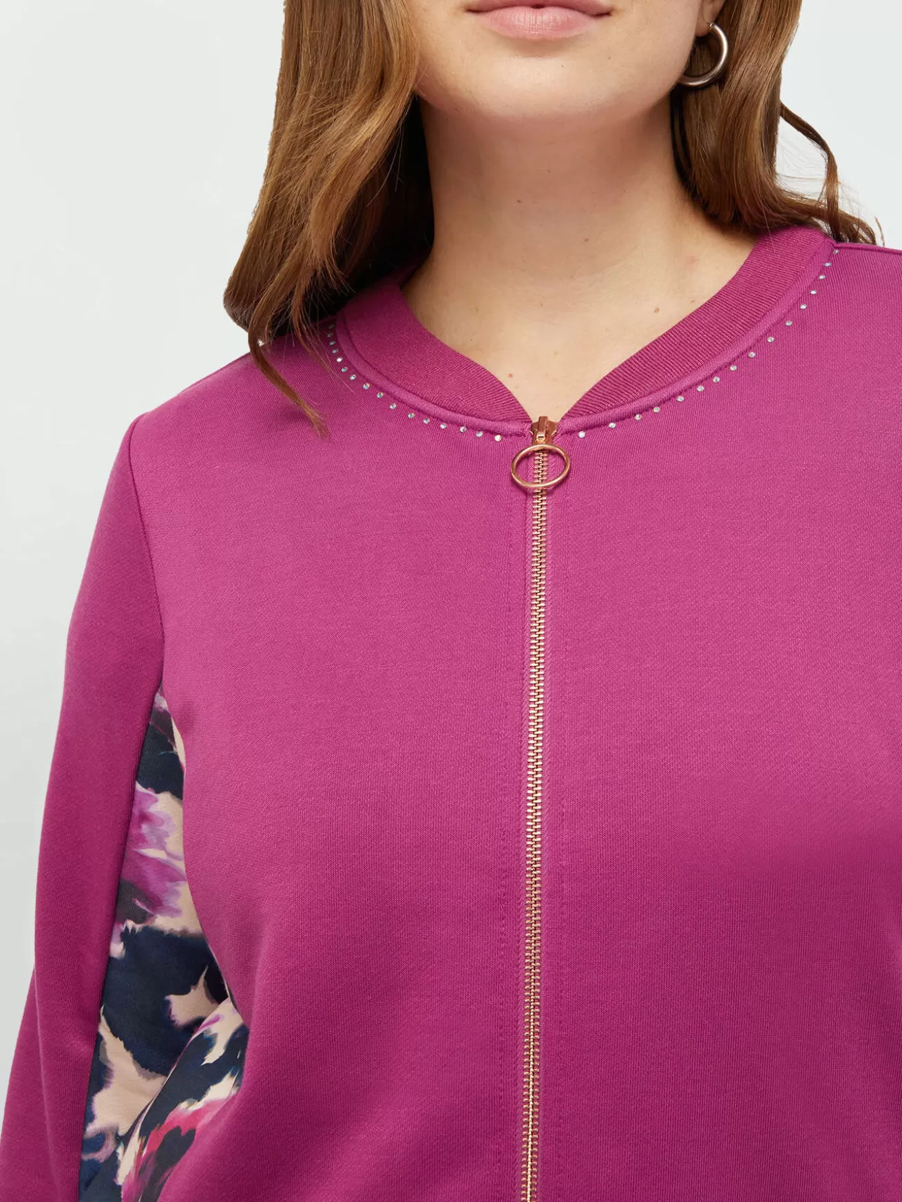 New Fiorella Rubino Felpa Con Inserti Stampati E Dettagli Luminosi Fucsia
