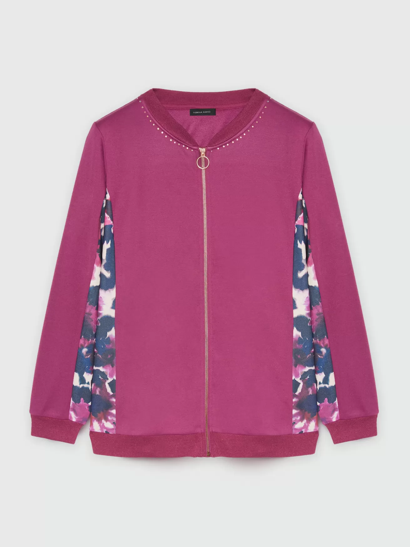 New Fiorella Rubino Felpa Con Inserti Stampati E Dettagli Luminosi Fucsia