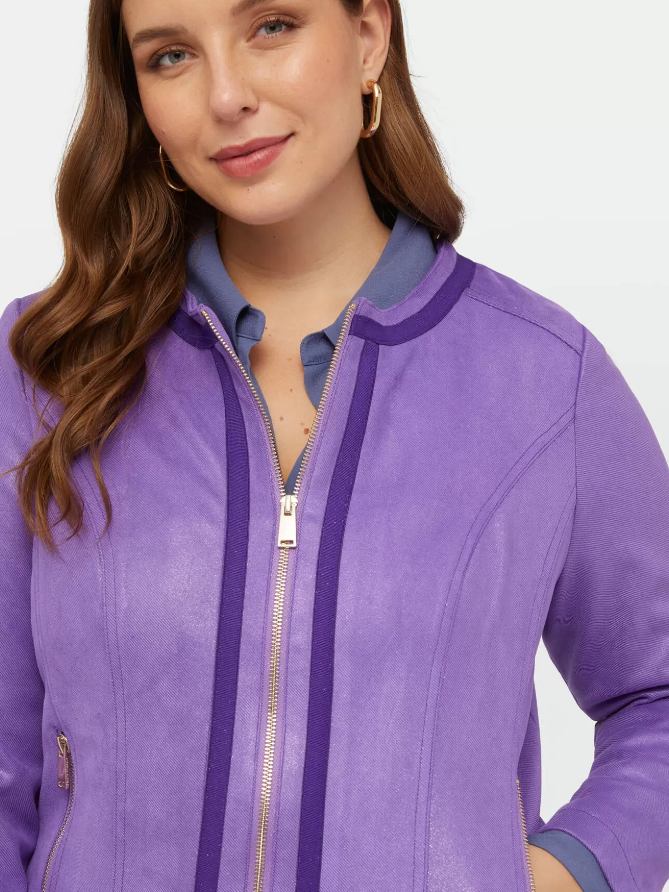 Outlet Fiorella Rubino Giacca Biker Con Dettagli Lurex Viola