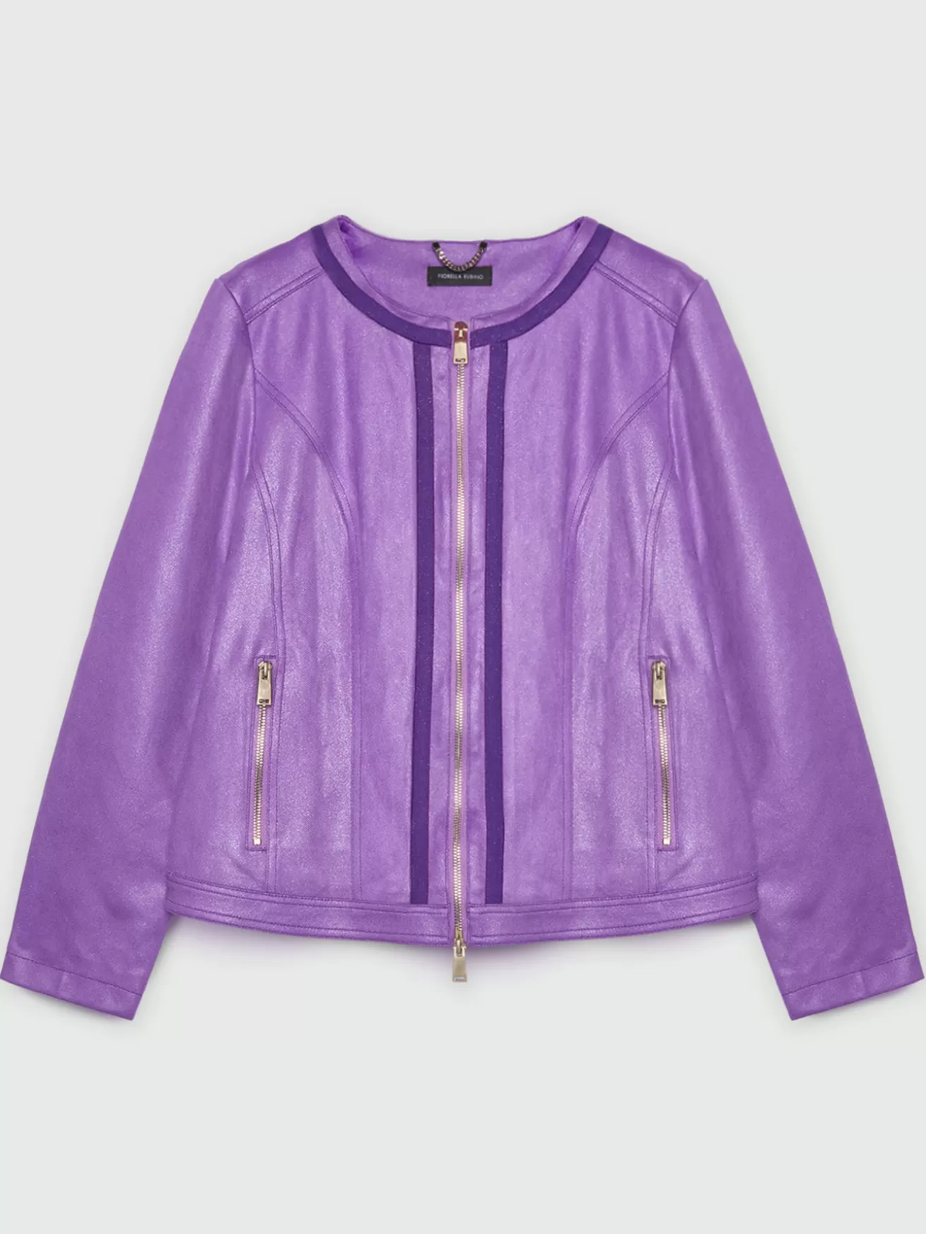 Outlet Fiorella Rubino Giacca Biker Con Dettagli Lurex Viola
