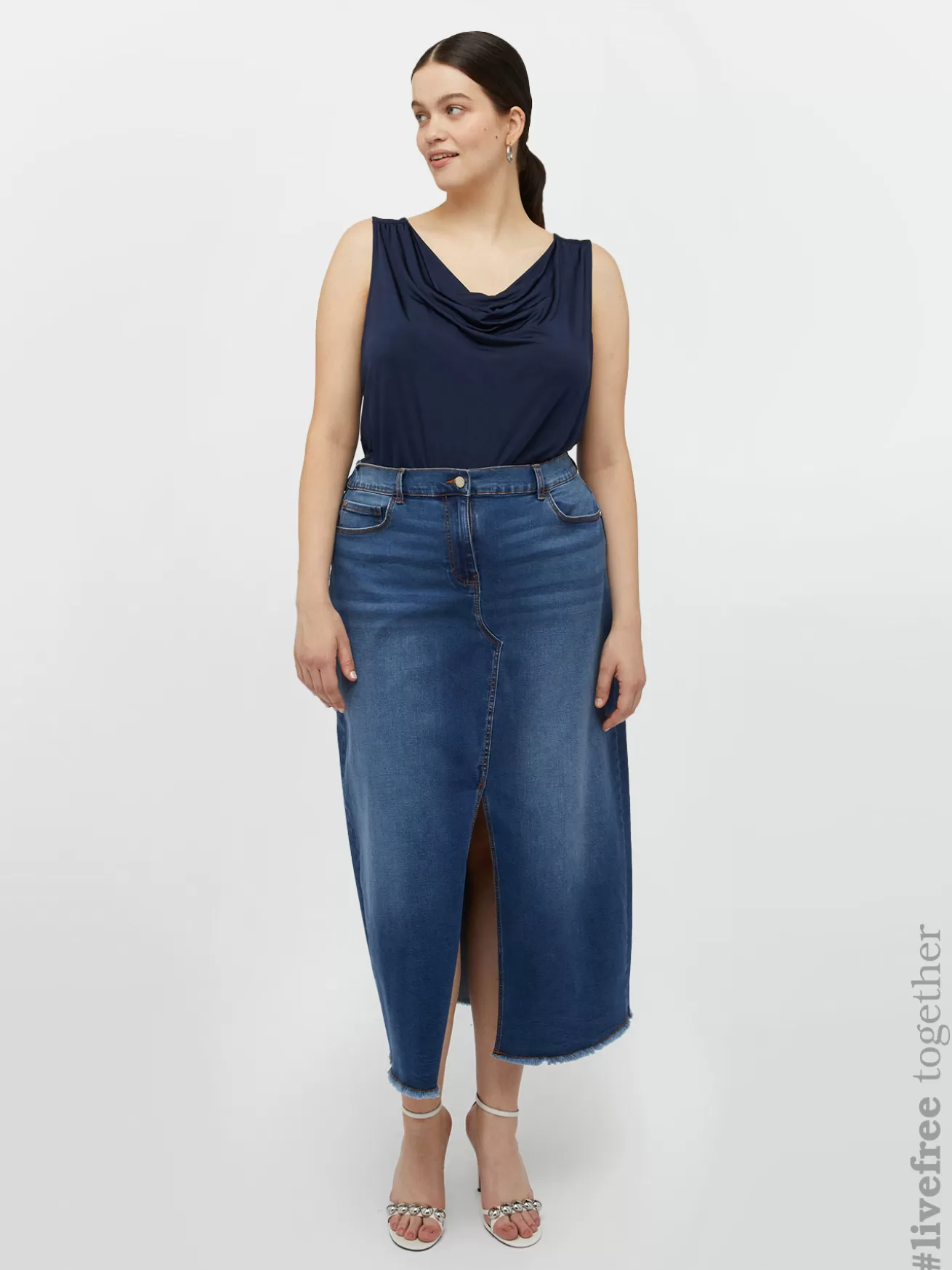 Cheap Fiorella Rubino Gonna Lunga In Denim Blu