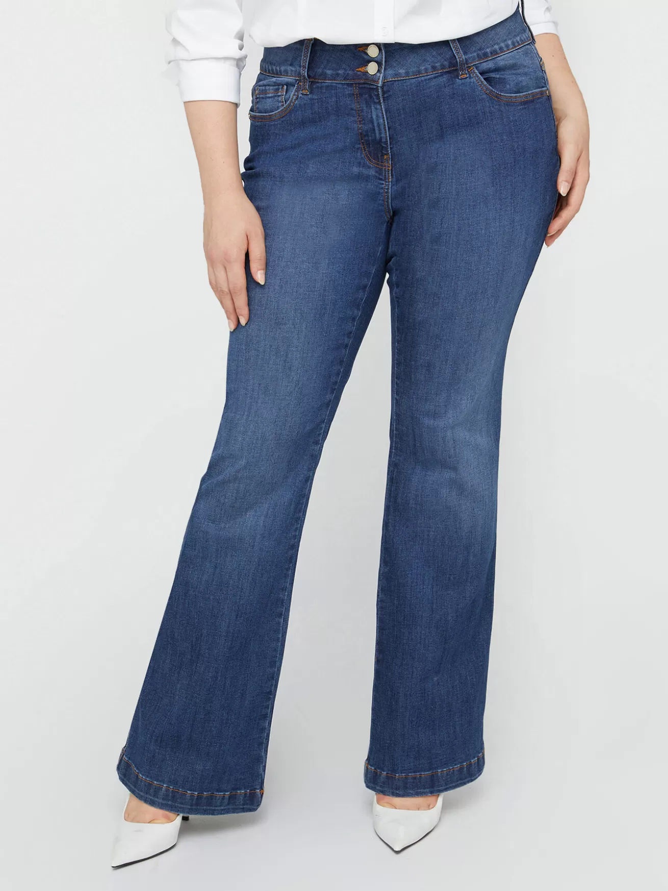 Fashion Fiorella Rubino Jeans Flare Turchese Blu