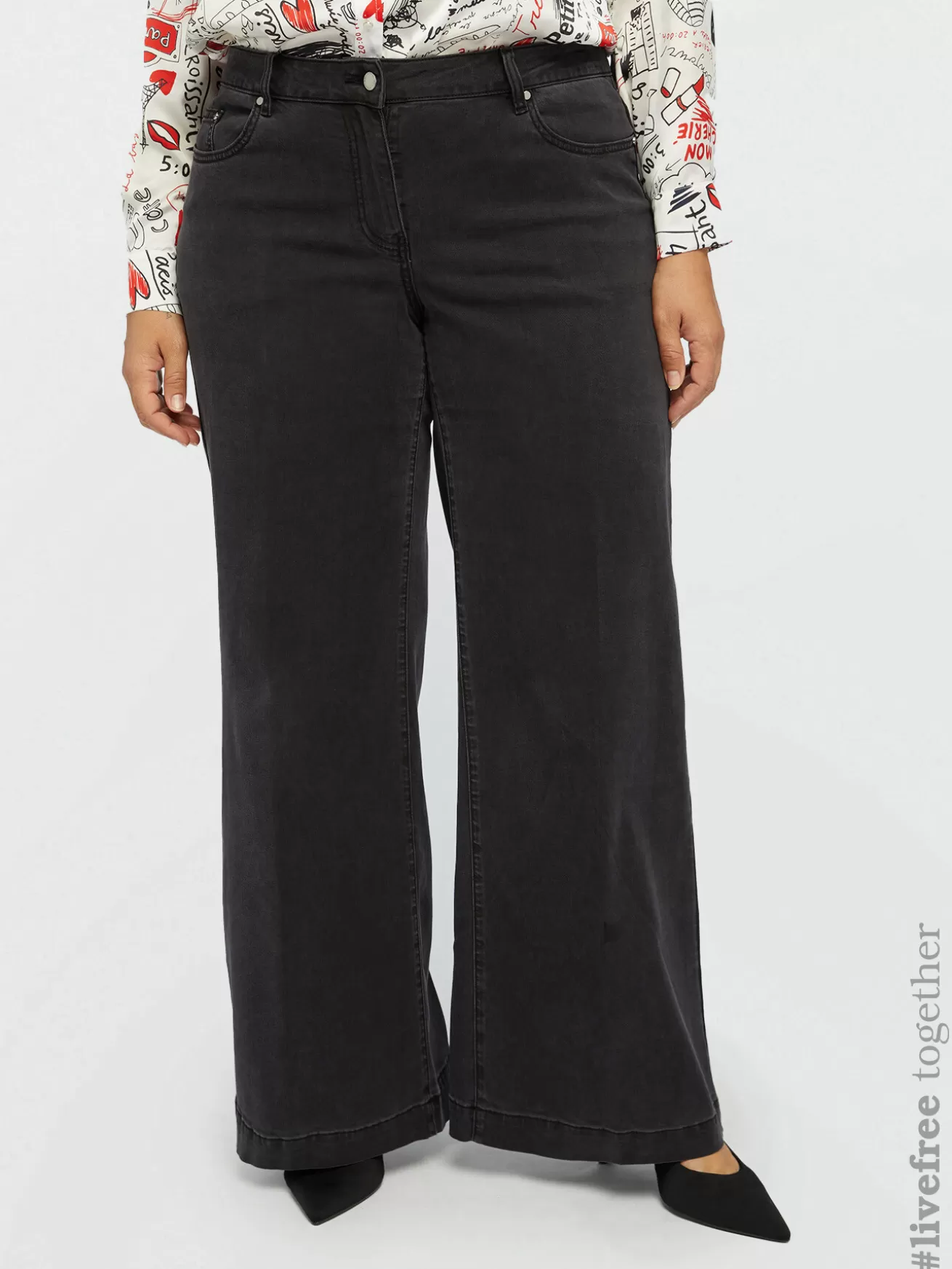 Best Fiorella Rubino Jeans Wide Leg Nero