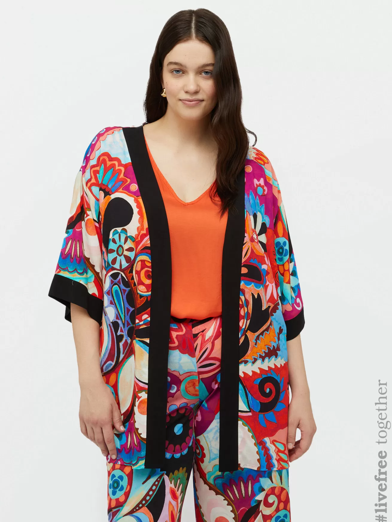 Discount Fiorella Rubino Kimono Multicolor Con Viscosa LENZING™ ECOVERO™ Fucsia