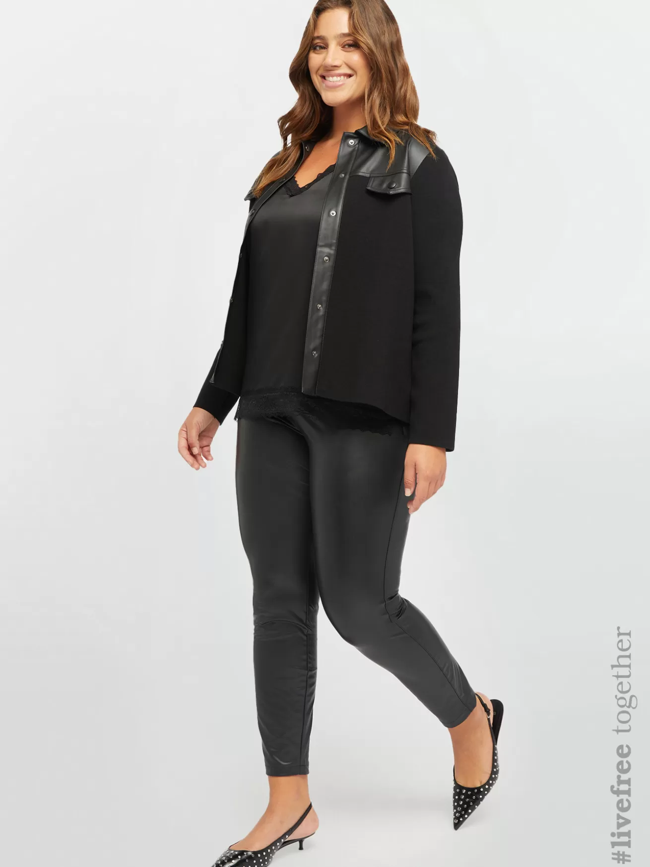 Outlet Fiorella Rubino Leggings In Tessuto Lucido Nero