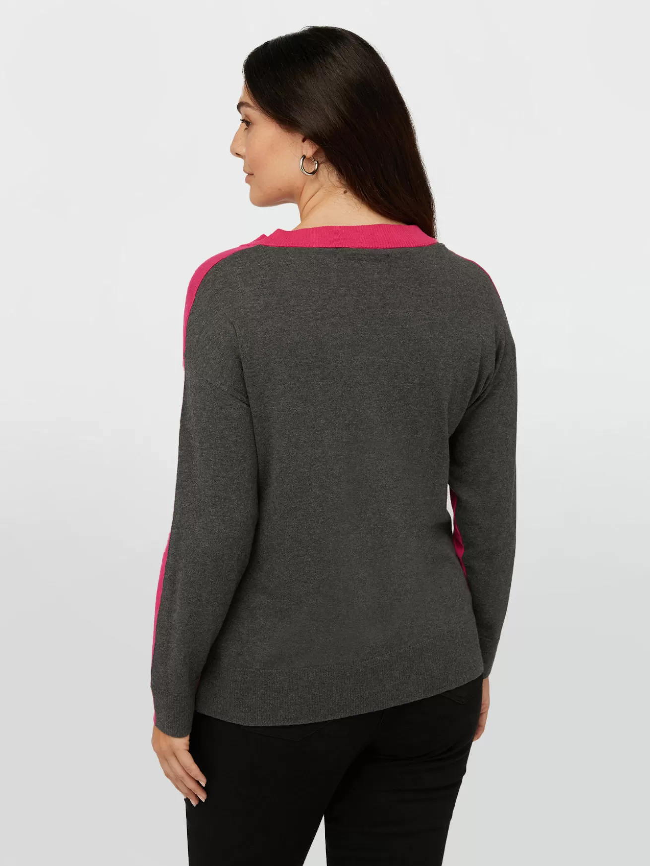 Online Fiorella Rubino Maglia Bicolor Con Scollo A V Fucsia