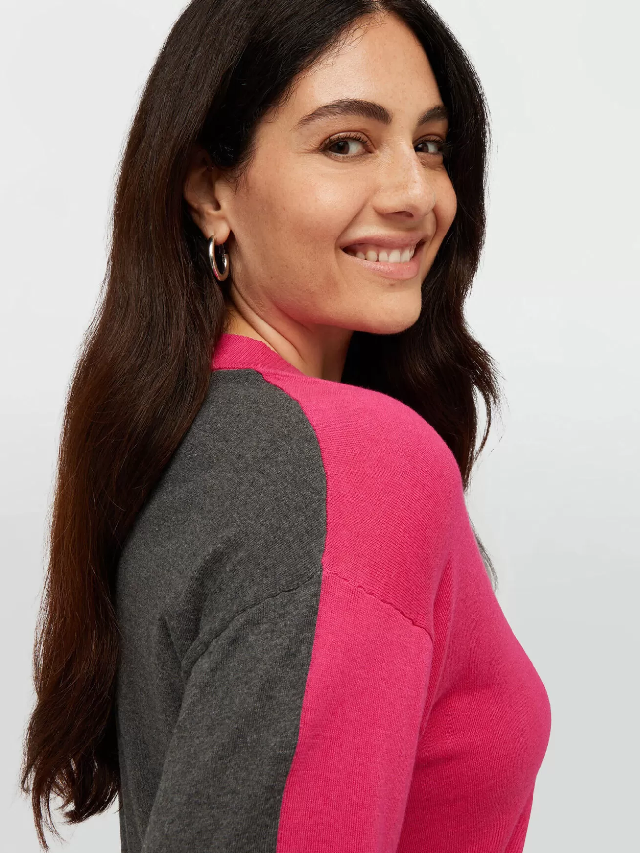 Online Fiorella Rubino Maglia Bicolor Con Scollo A V Fucsia