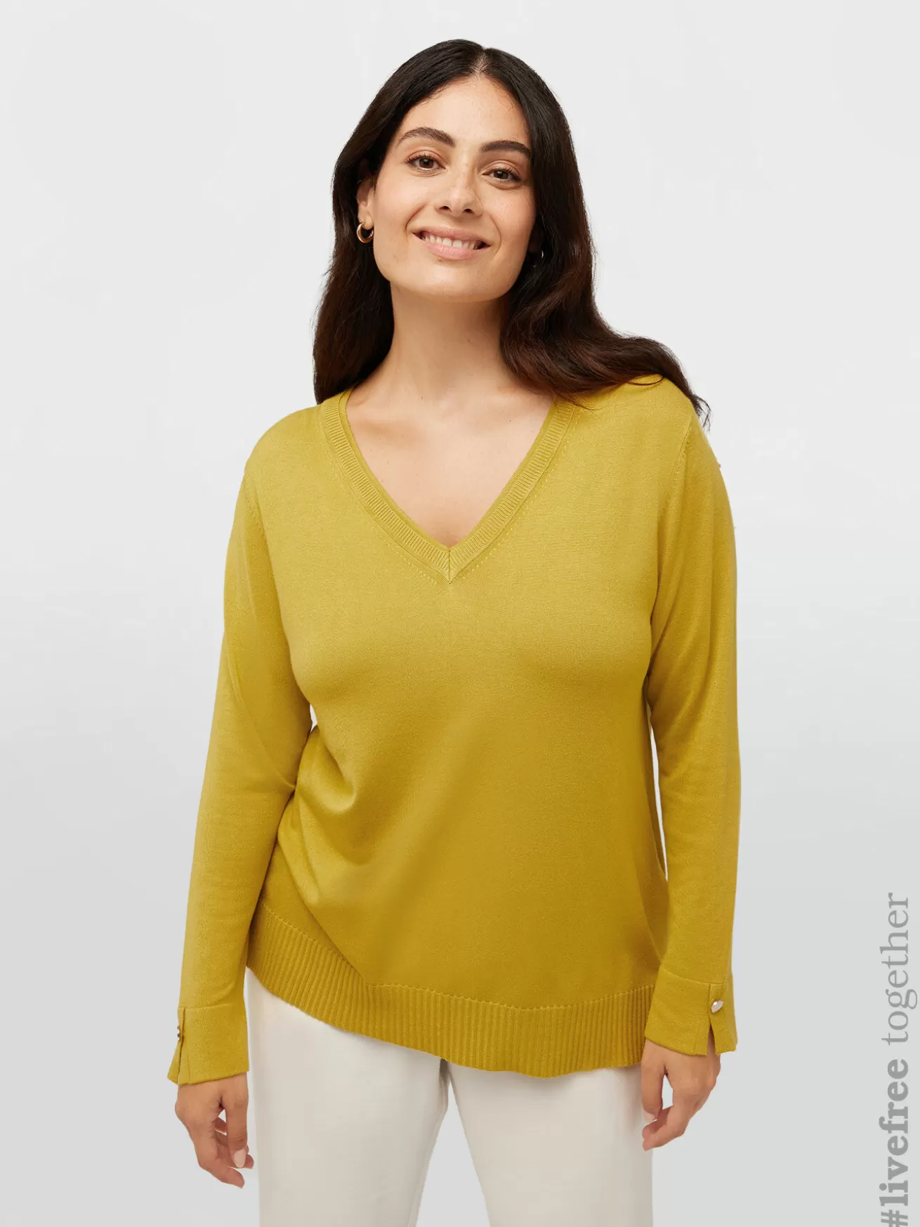 Best Sale Fiorella Rubino Maglia Con Scollo V In Viscosa LENZING™ ECOVERO™ Giallo