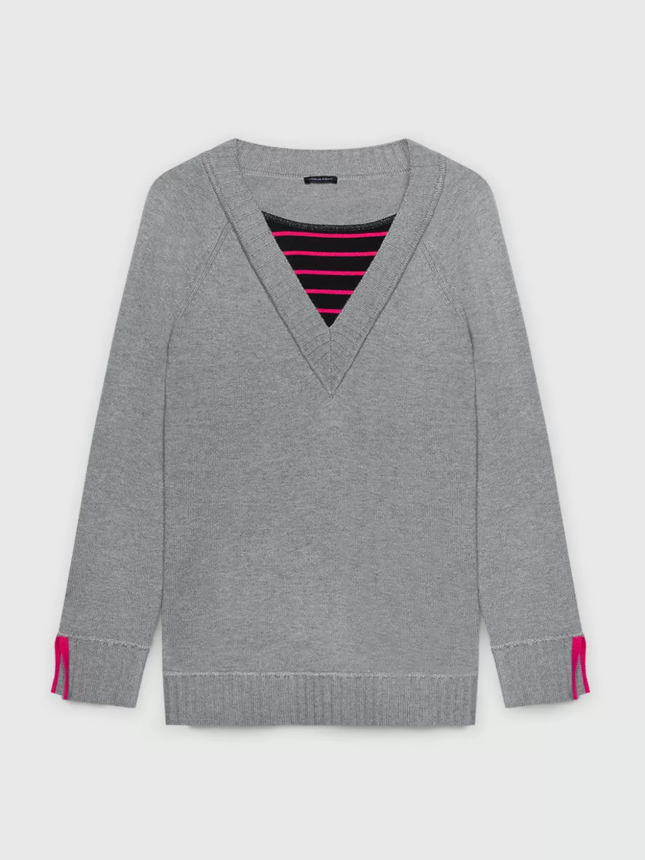 Discount Fiorella Rubino Maglia In Viscosa LENZING™ ECOVERO™ Con Dettaglio A Righe Grigio