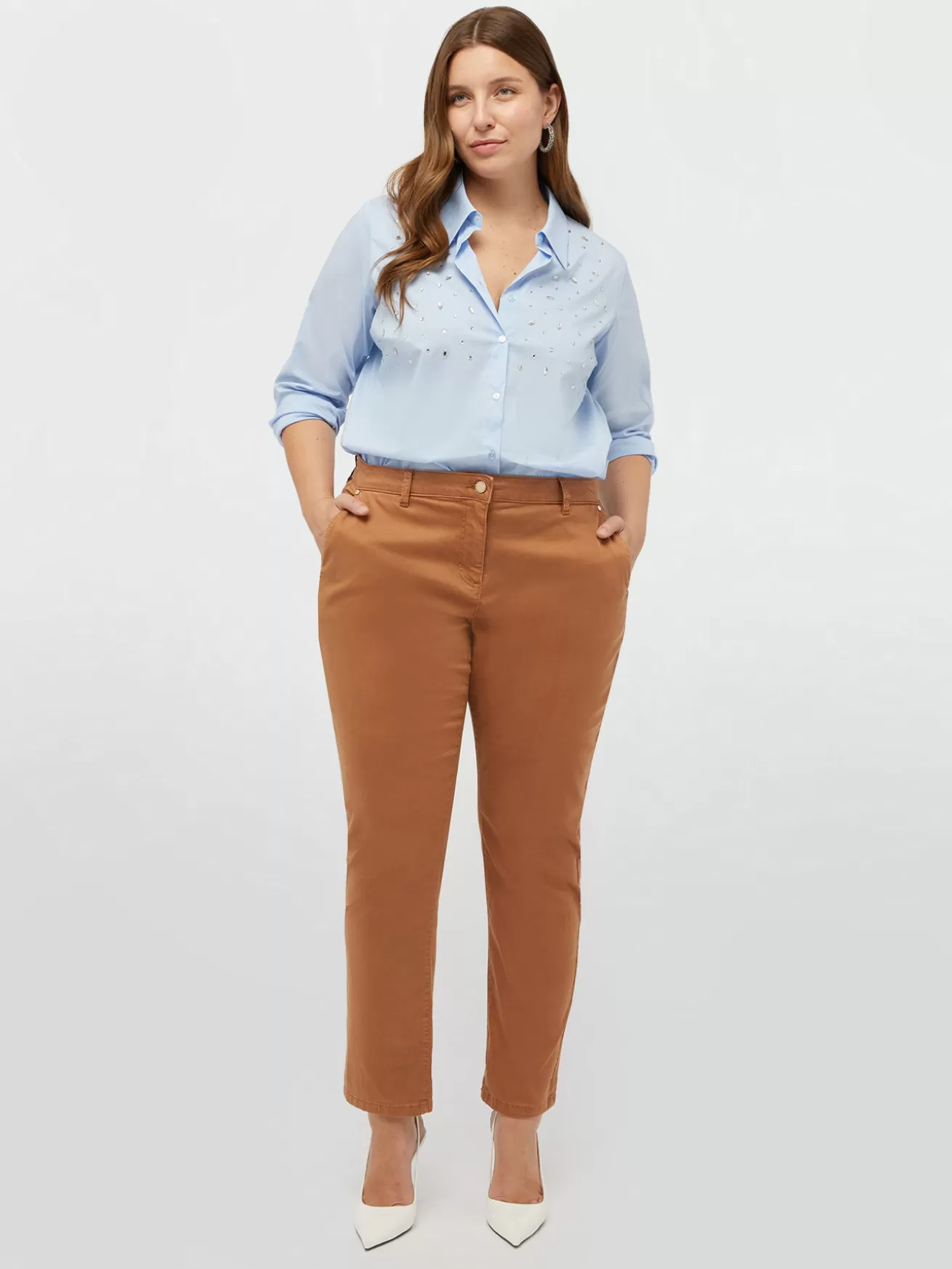 Sale Fiorella Rubino Pantaloni Chinos In Cotone E TENCEL™ Marrone