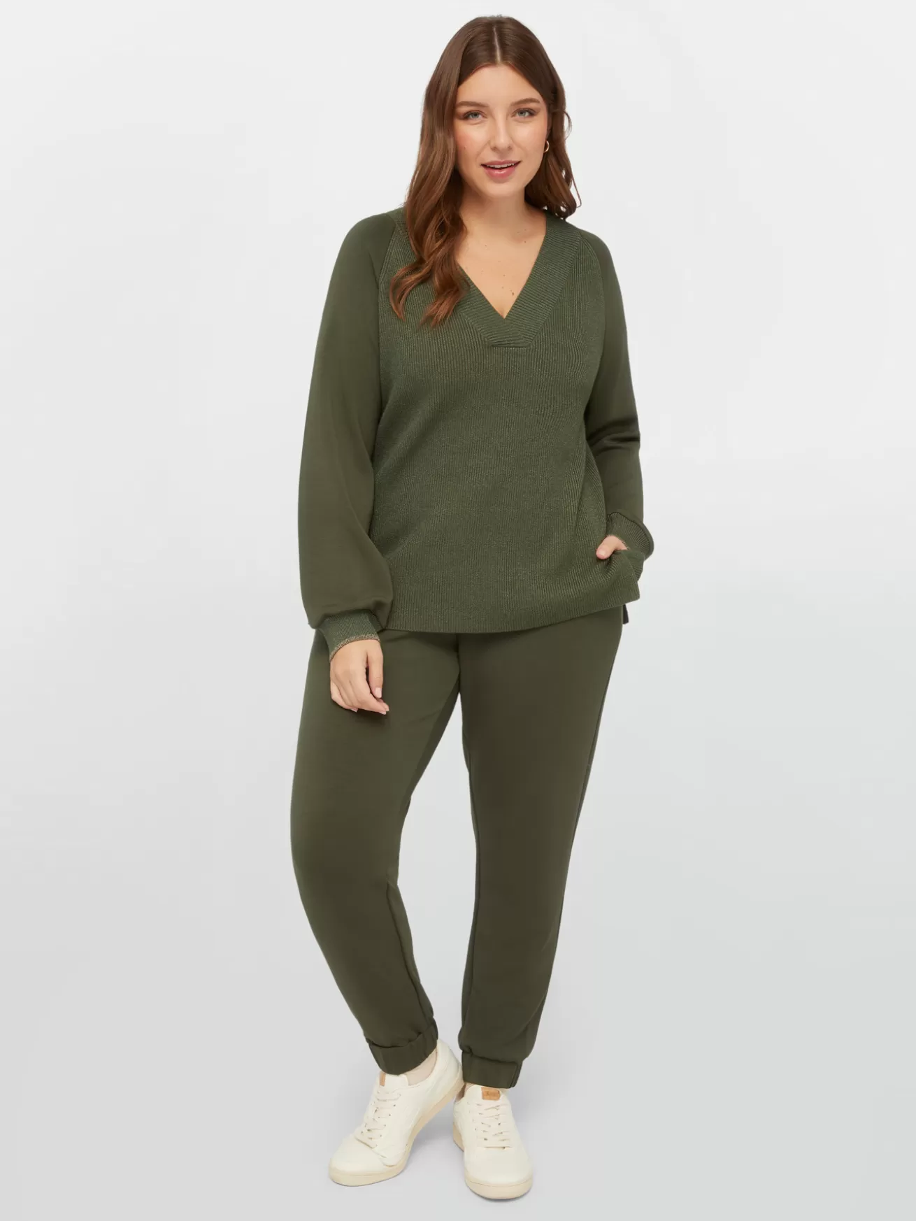 Flash Sale Fiorella Rubino Pantaloni Joggers Con Dettagli Lurex Verde militare