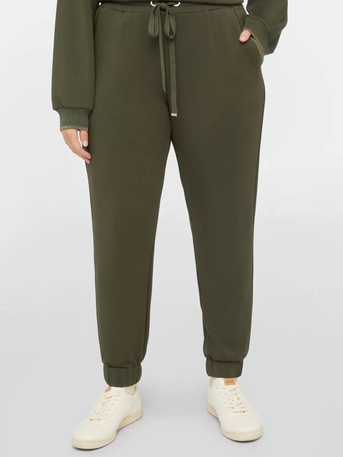 Flash Sale Fiorella Rubino Pantaloni Joggers Con Dettagli Lurex Verde militare
