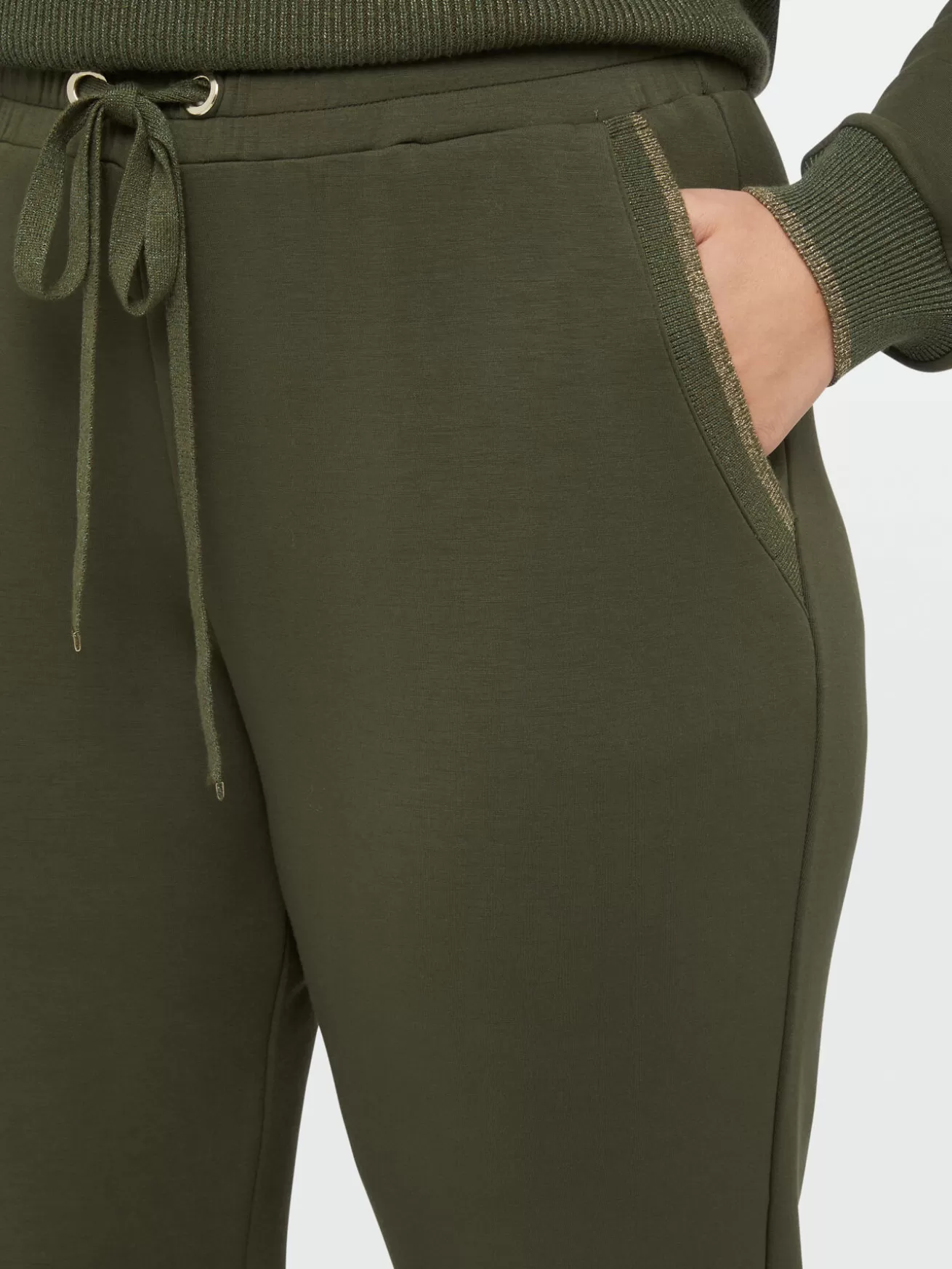 Flash Sale Fiorella Rubino Pantaloni Joggers Con Dettagli Lurex Verde militare