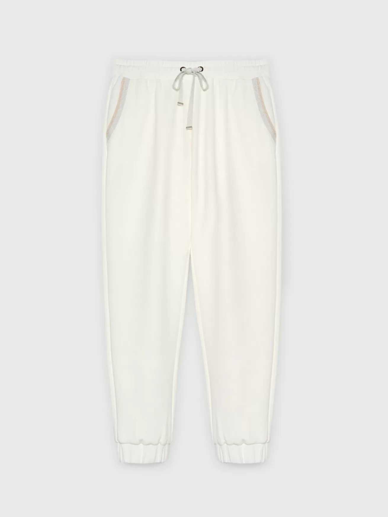 Store Fiorella Rubino Pantaloni Joggers Con Dettagli Lurex Bianco