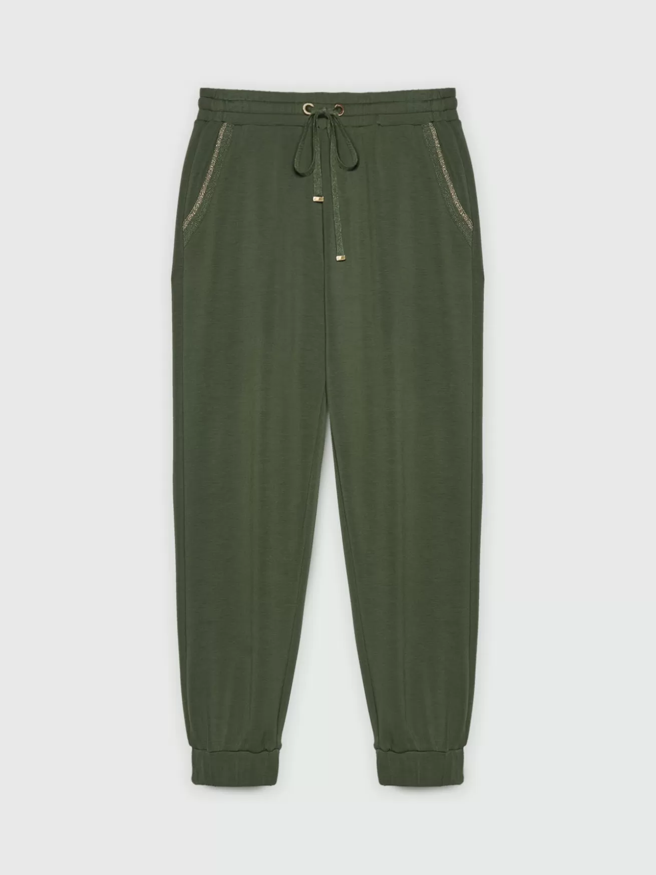 Flash Sale Fiorella Rubino Pantaloni Joggers Con Dettagli Lurex Verde militare