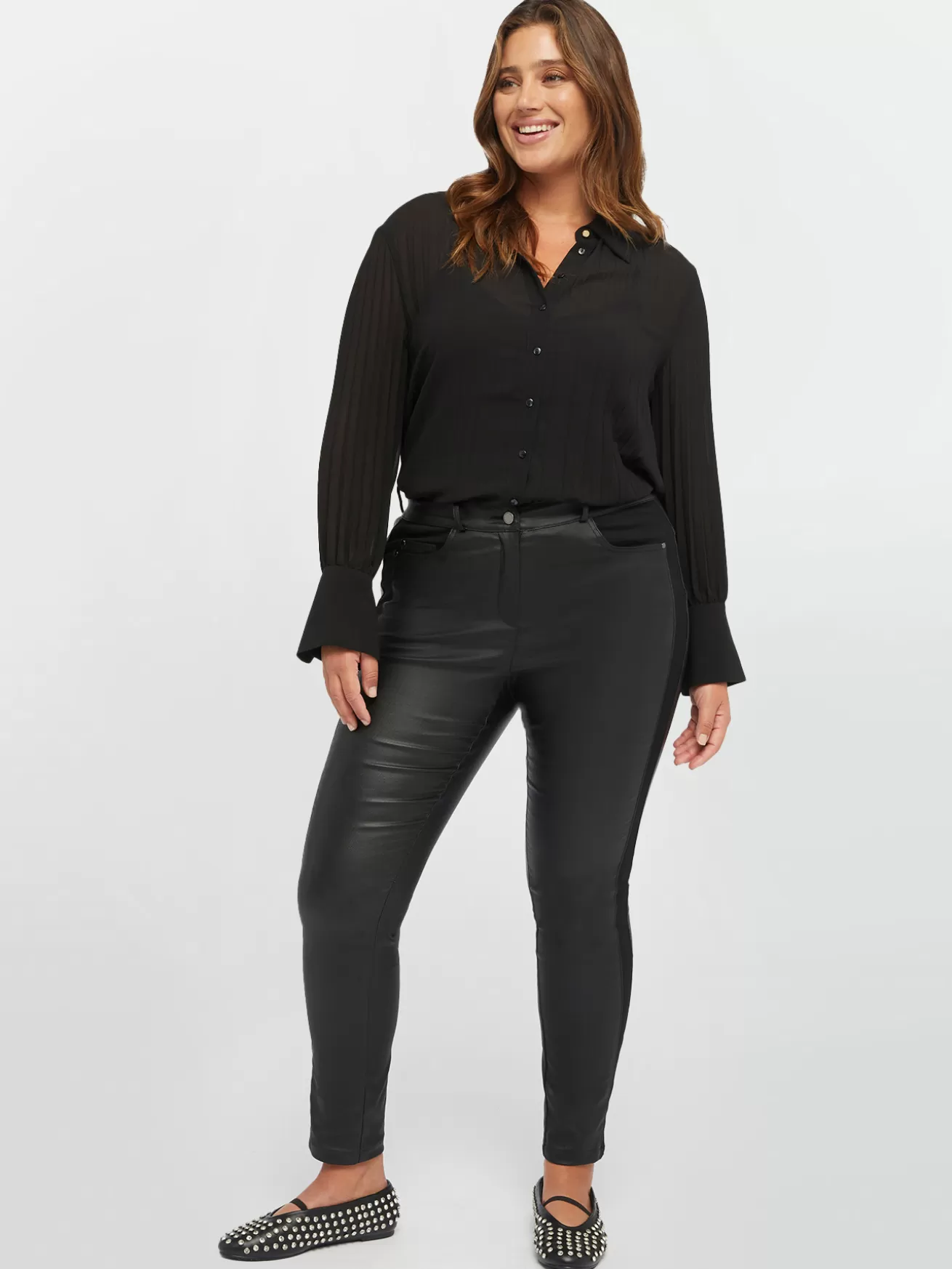 Shop Fiorella Rubino Pantaloni Skinny In Due Tessuti Nero