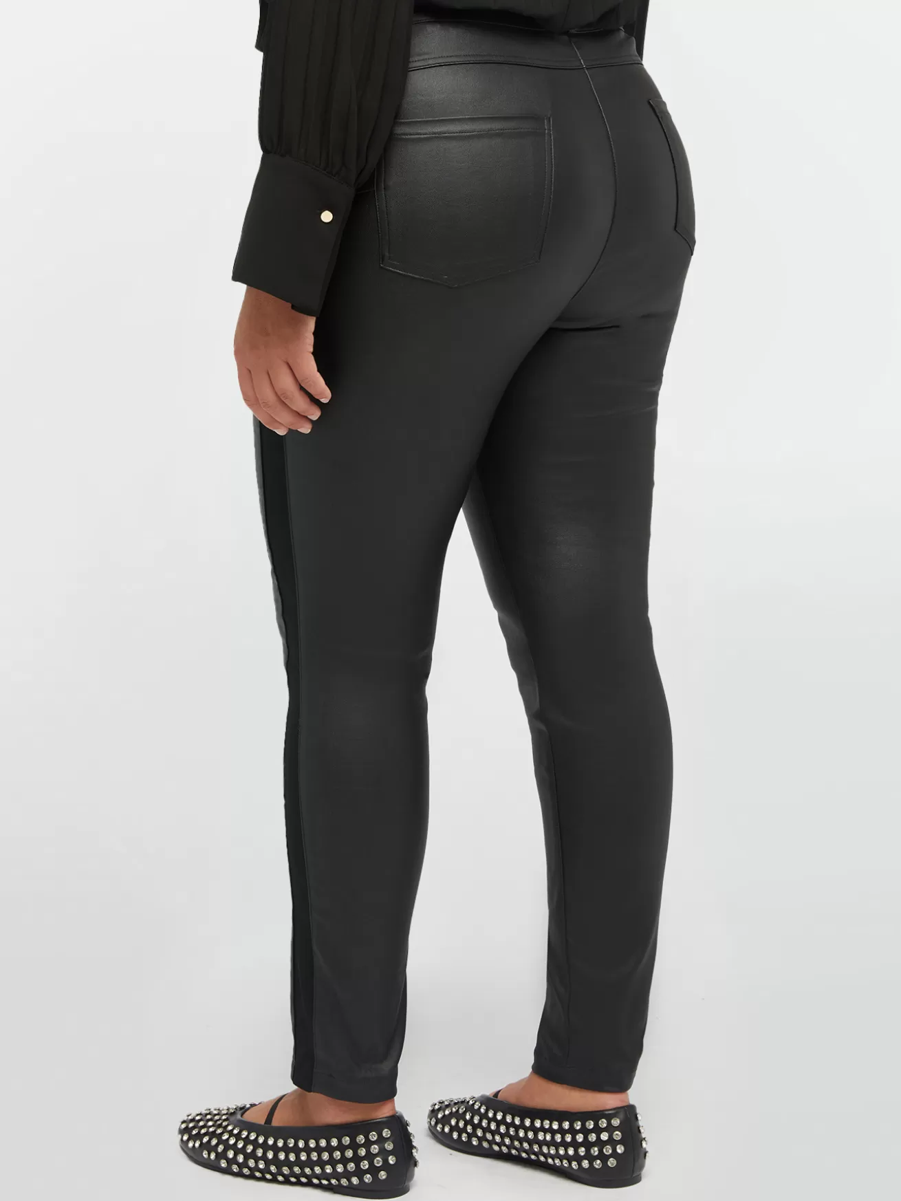 Shop Fiorella Rubino Pantaloni Skinny In Due Tessuti Nero