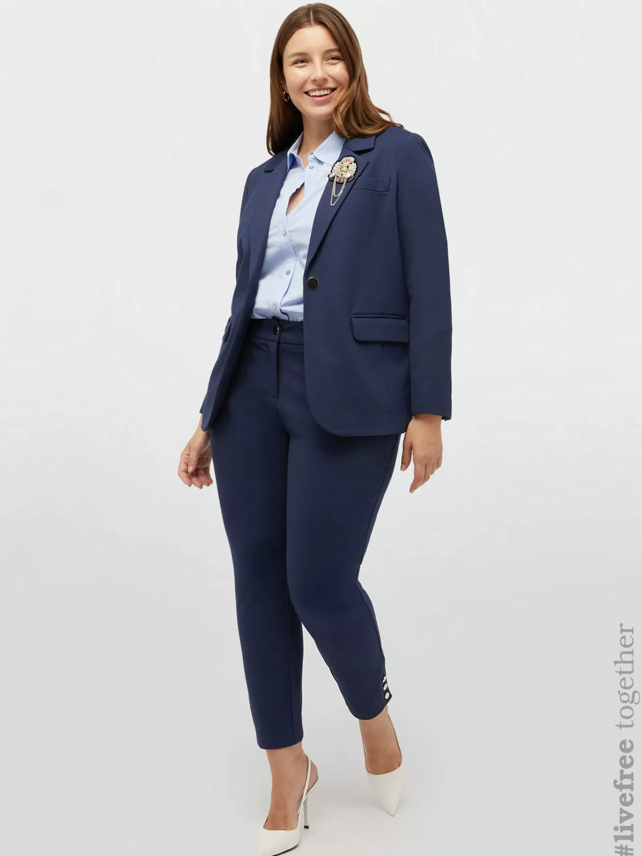 Best Sale Fiorella Rubino Pantaloni Slim In Viscosa LENZING™ ECOVERO™ Blu