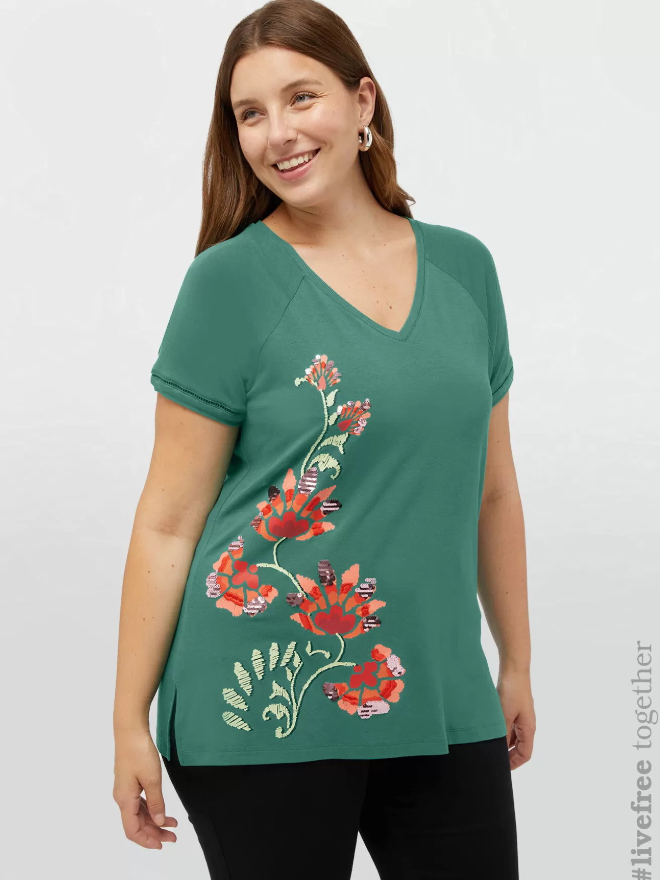 Online Fiorella Rubino T-shirt Con Ricamo In Viscosa LENZING™ ECOVERO™ Verde