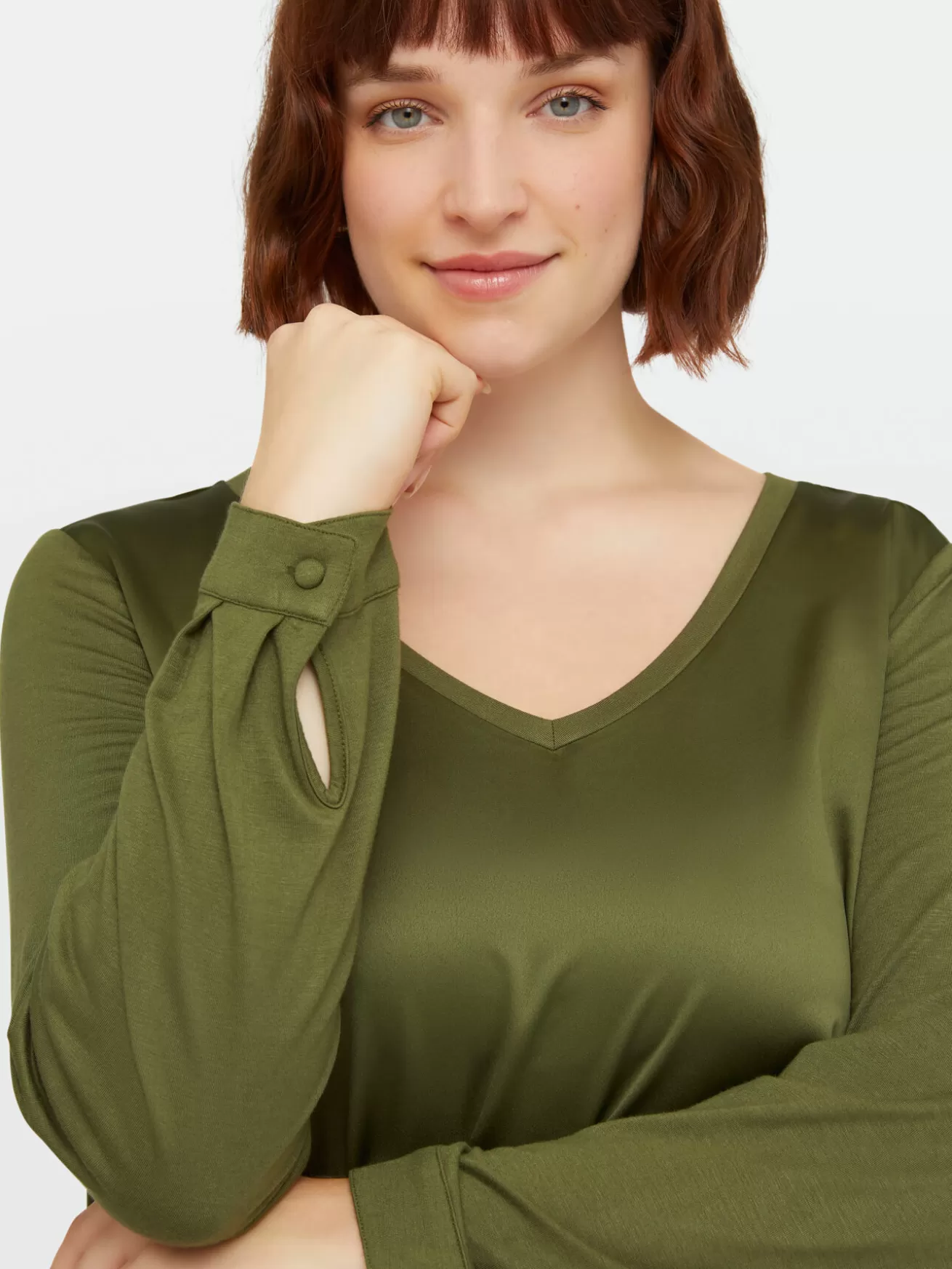 Best Fiorella Rubino T-shirt Con Scollo A V In Due Tessuti Verde