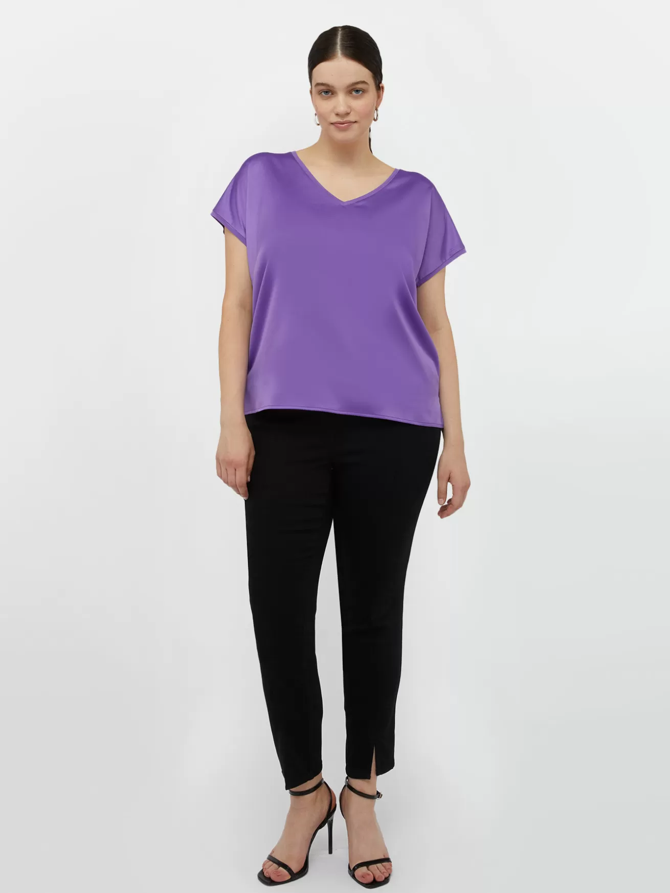 Shop Fiorella Rubino T-shirt In Raso E Jersey Viola