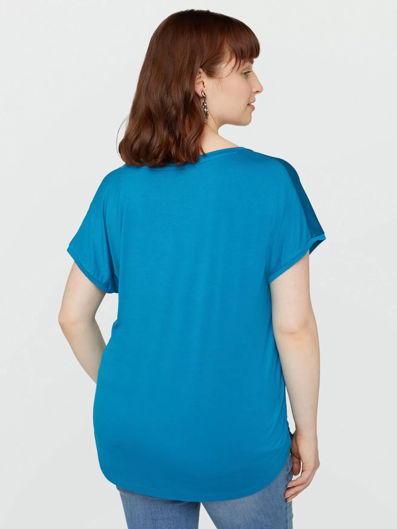 Sale Fiorella Rubino T-shirt In Raso E Jersey Azzurro